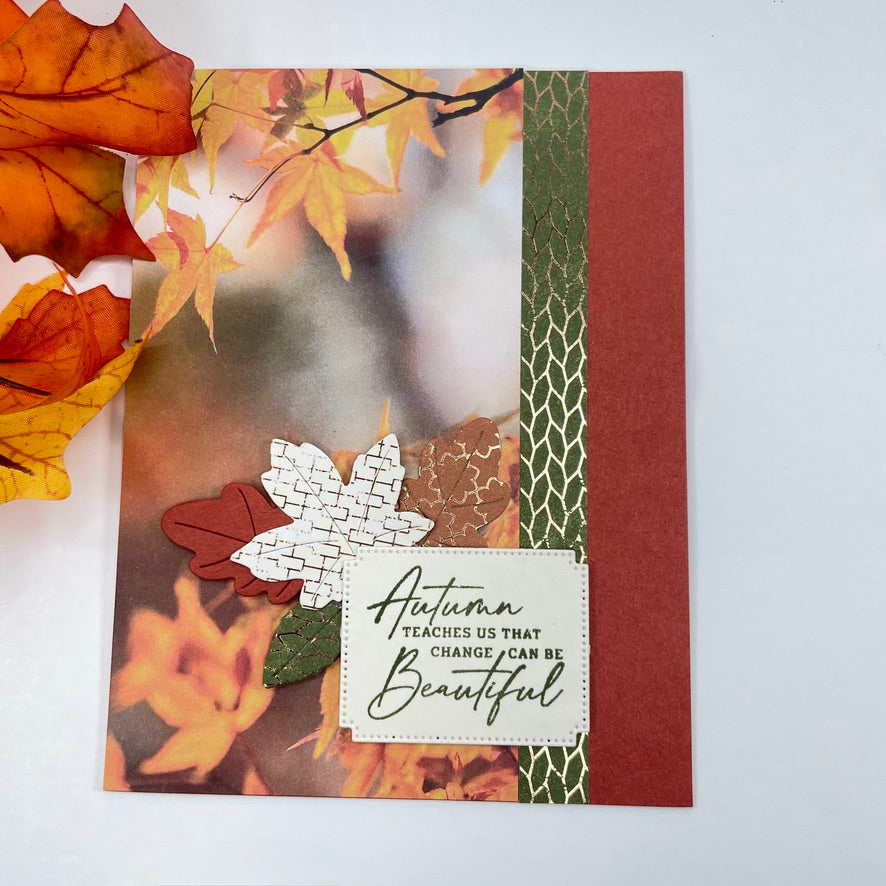 A Reflection of Autumn’s Beauty - Fall Leaves on a Foggy Morning Card