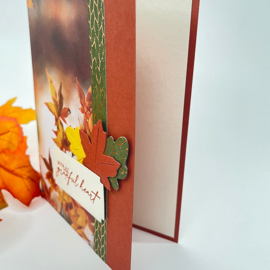 A Reflection of Autumn’s Beauty - Fall Leaves on a Foggy Morning Card