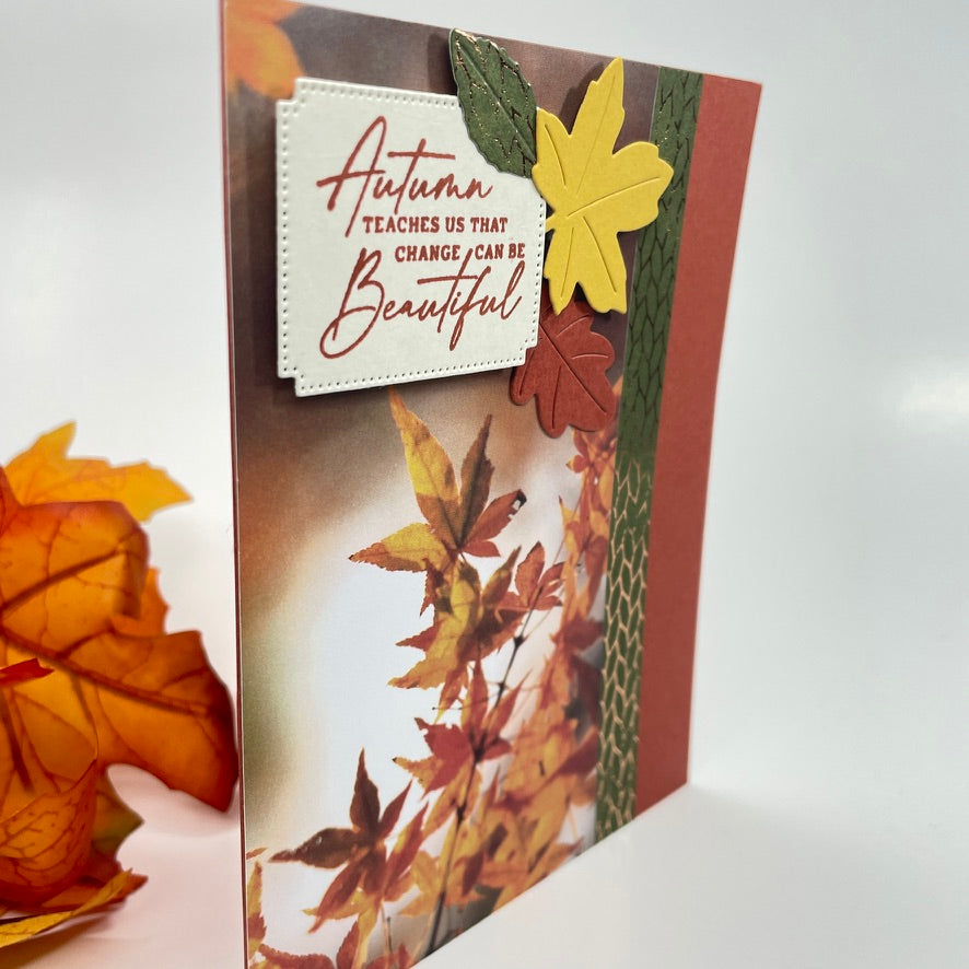 A Reflection of Autumn’s Beauty - Fall Leaves on a Foggy Morning Card