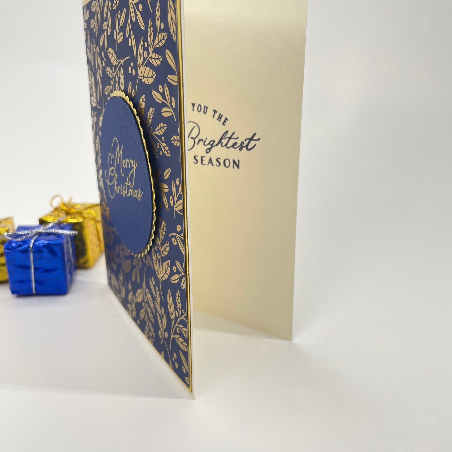 A Touch of Holiday Elegance - Gold-Foiled Holly Leaves Christmas Card