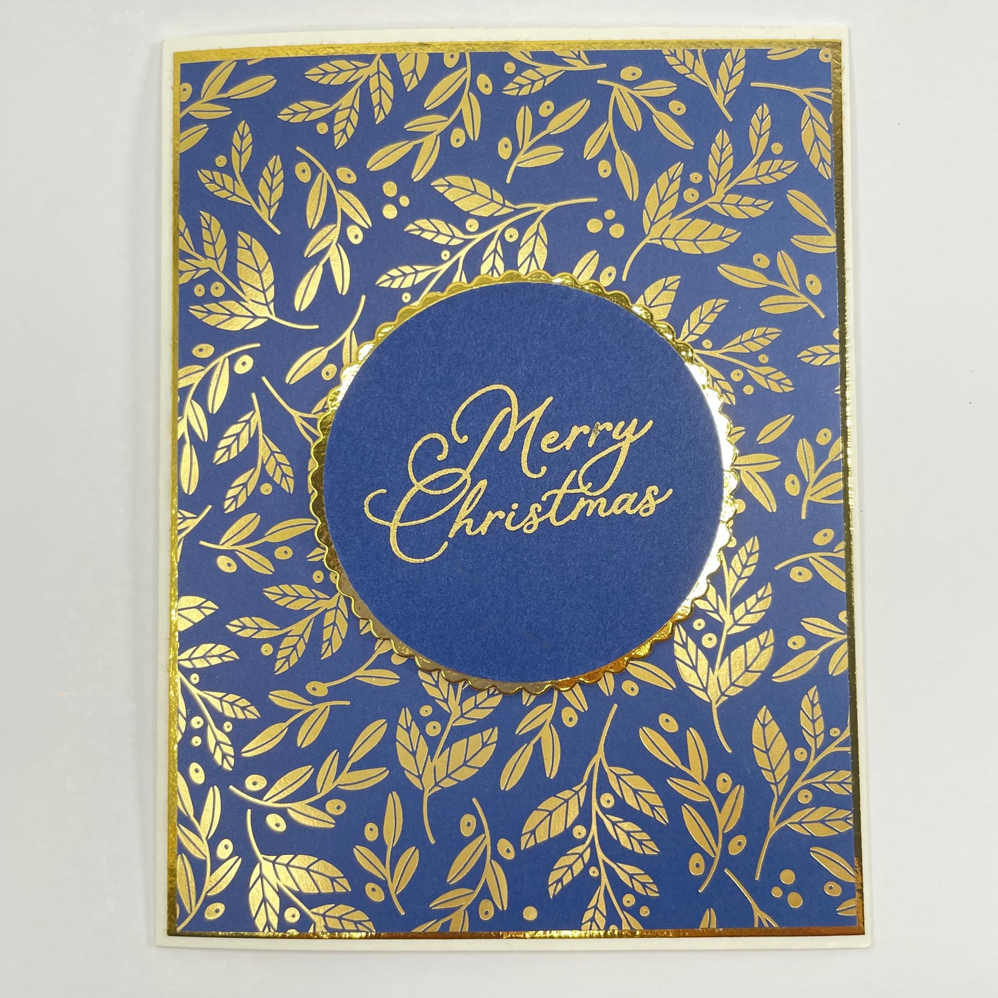 A Touch of Holiday Elegance - Gold-Foiled Holly Leaves Christmas Card