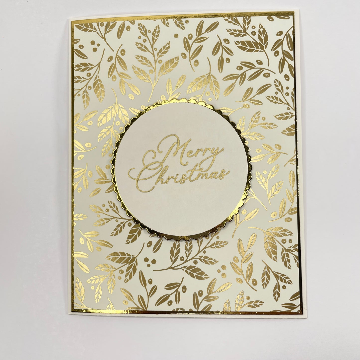 A Touch of Holiday Elegance - Gold-Foiled Holly Leaves Christmas Card