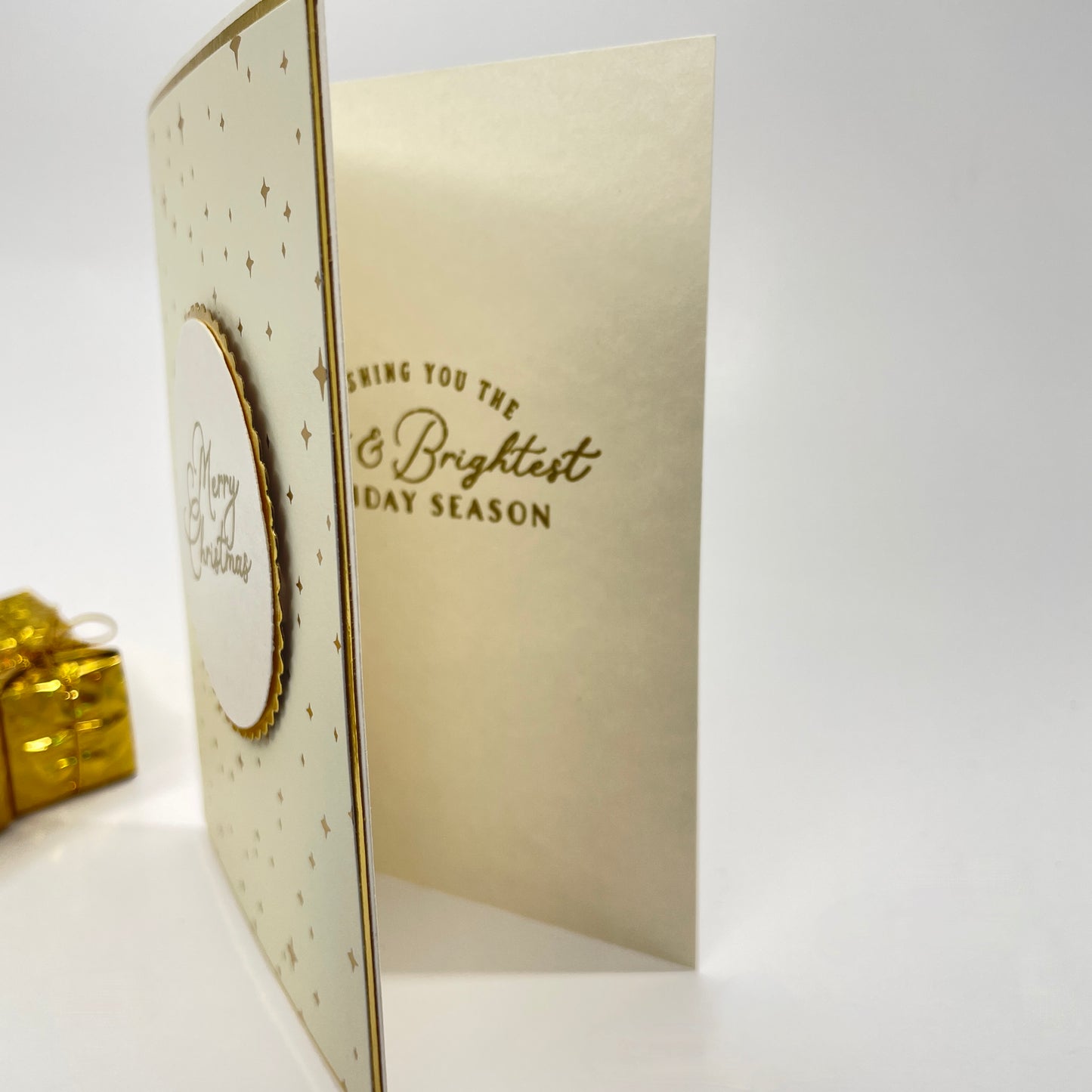 A Starry Holiday Elegance - Gold-Foiled Stars Christmas Card