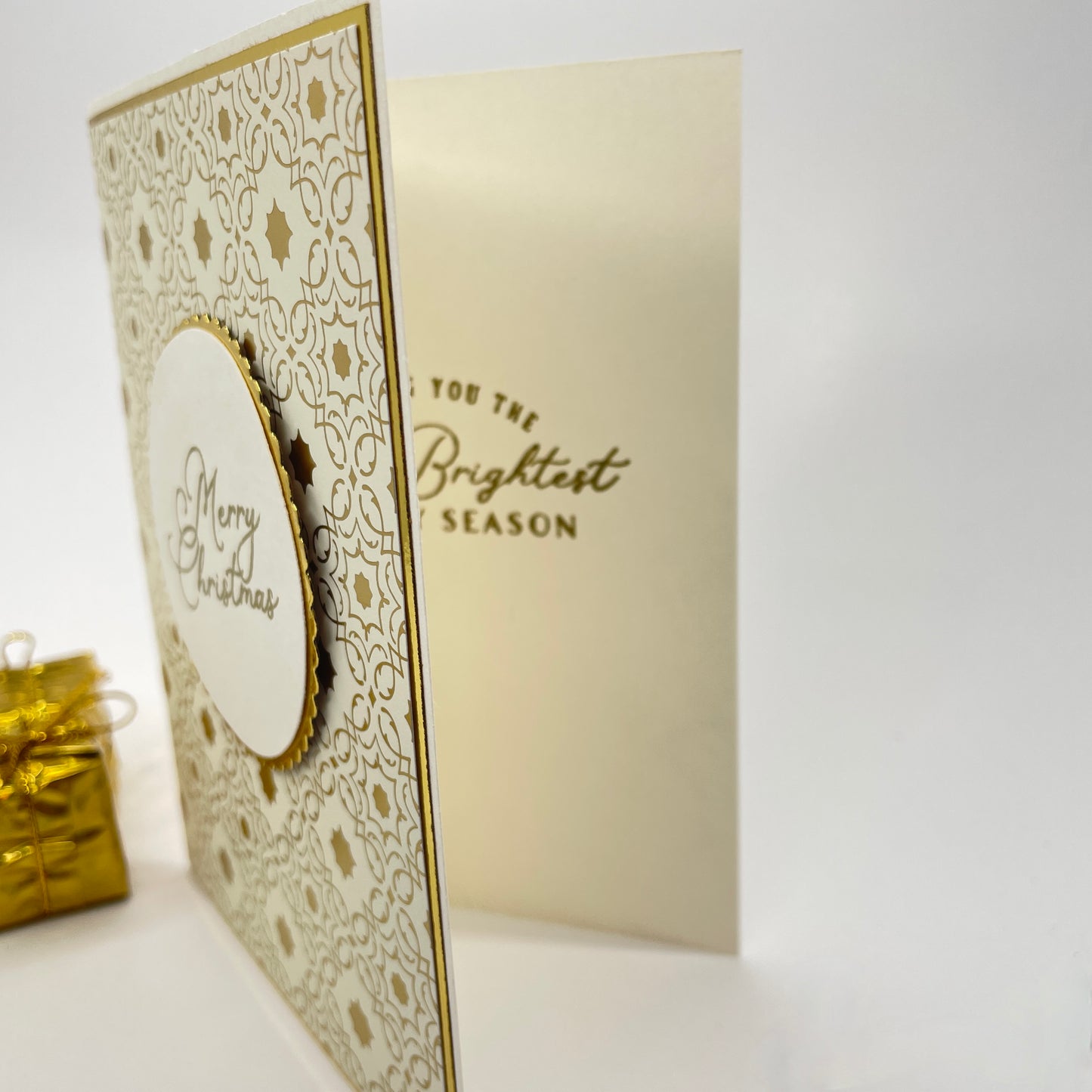 A Luxurious Holiday Greeting - Gold-Foiled Patterned Christmas Card