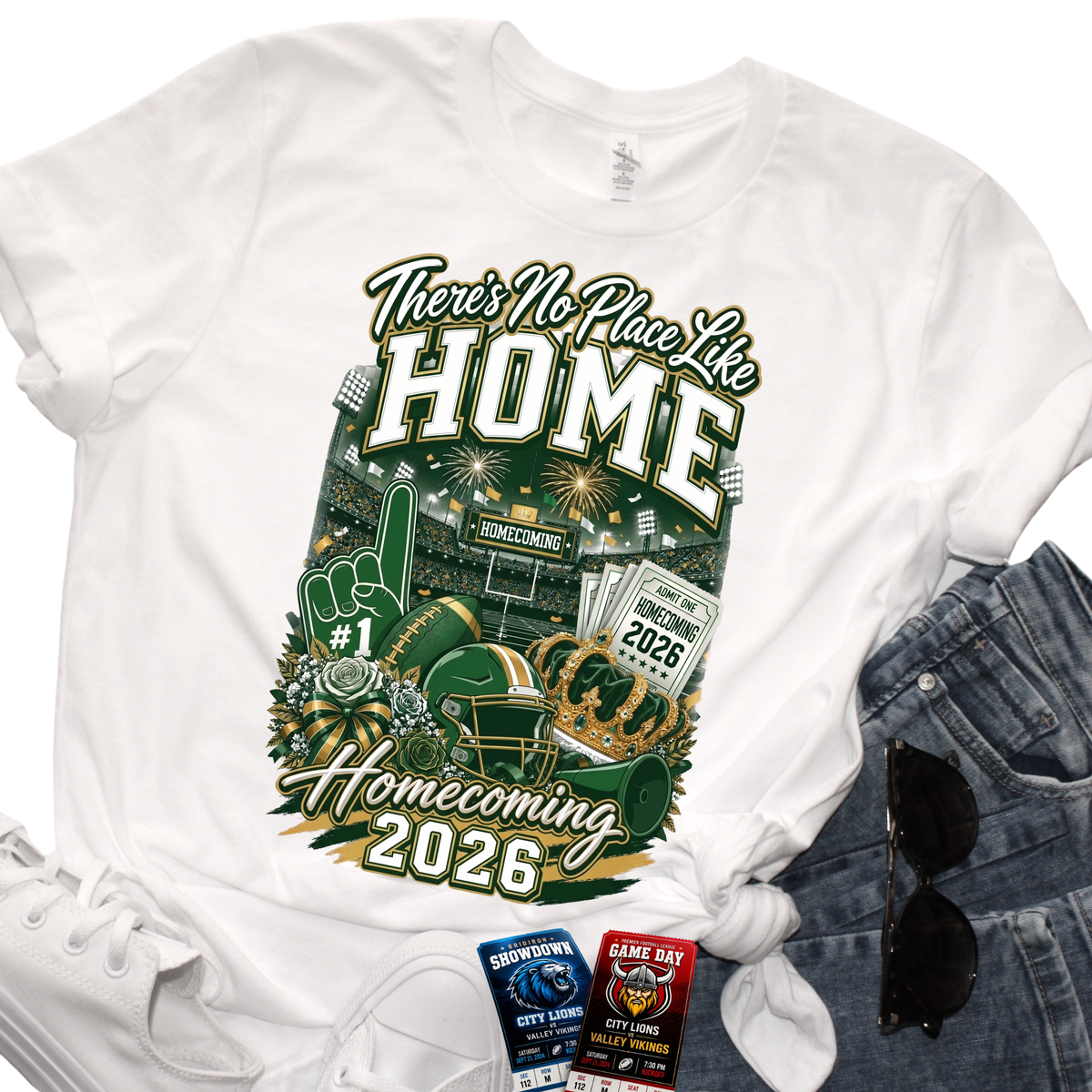 There's No Place Like Home Homecoming 2026 T-Shirt – Green & Gold