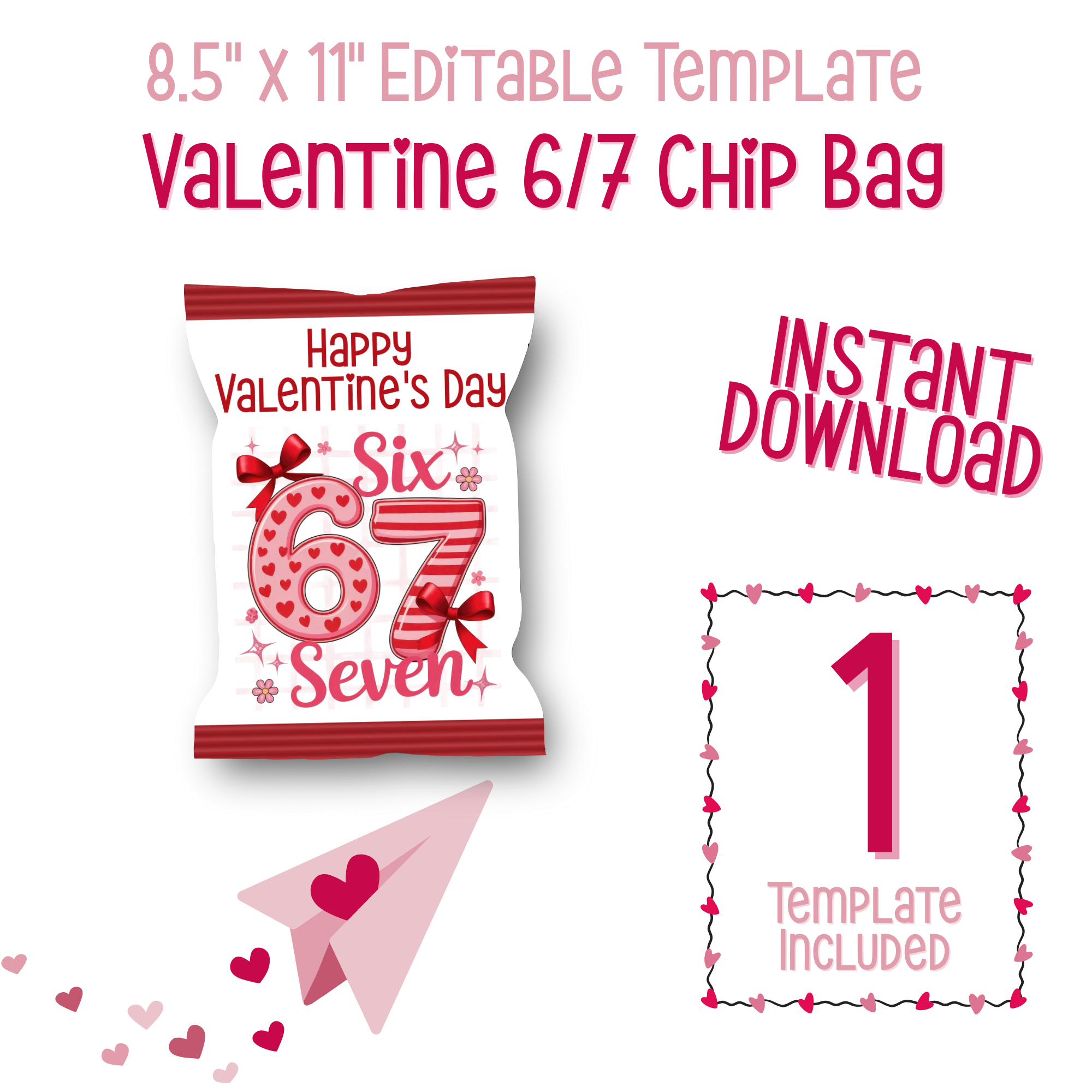 6|7 Red Hearts and Stripes Chip Bag
