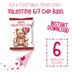 6|7 Valentine's Bear Day Chip Bag Bundle