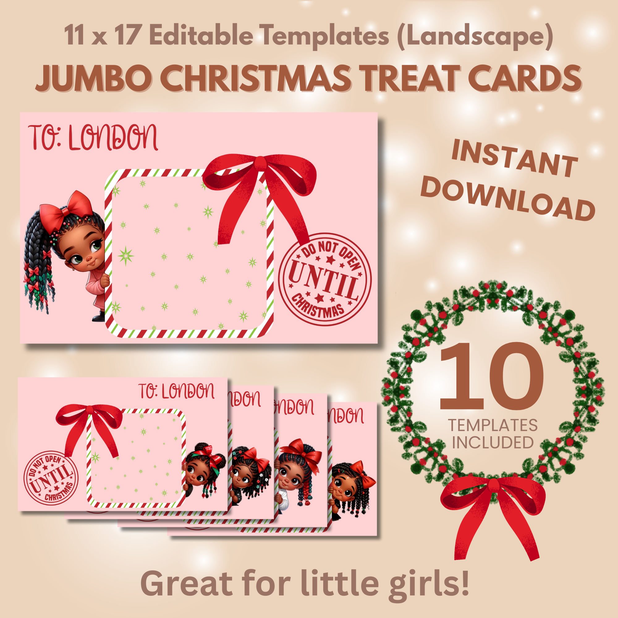 Little Girl Christmas Jumbo Treat Card