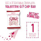 6|7 Pink Hearts and Gingham Chip Bag