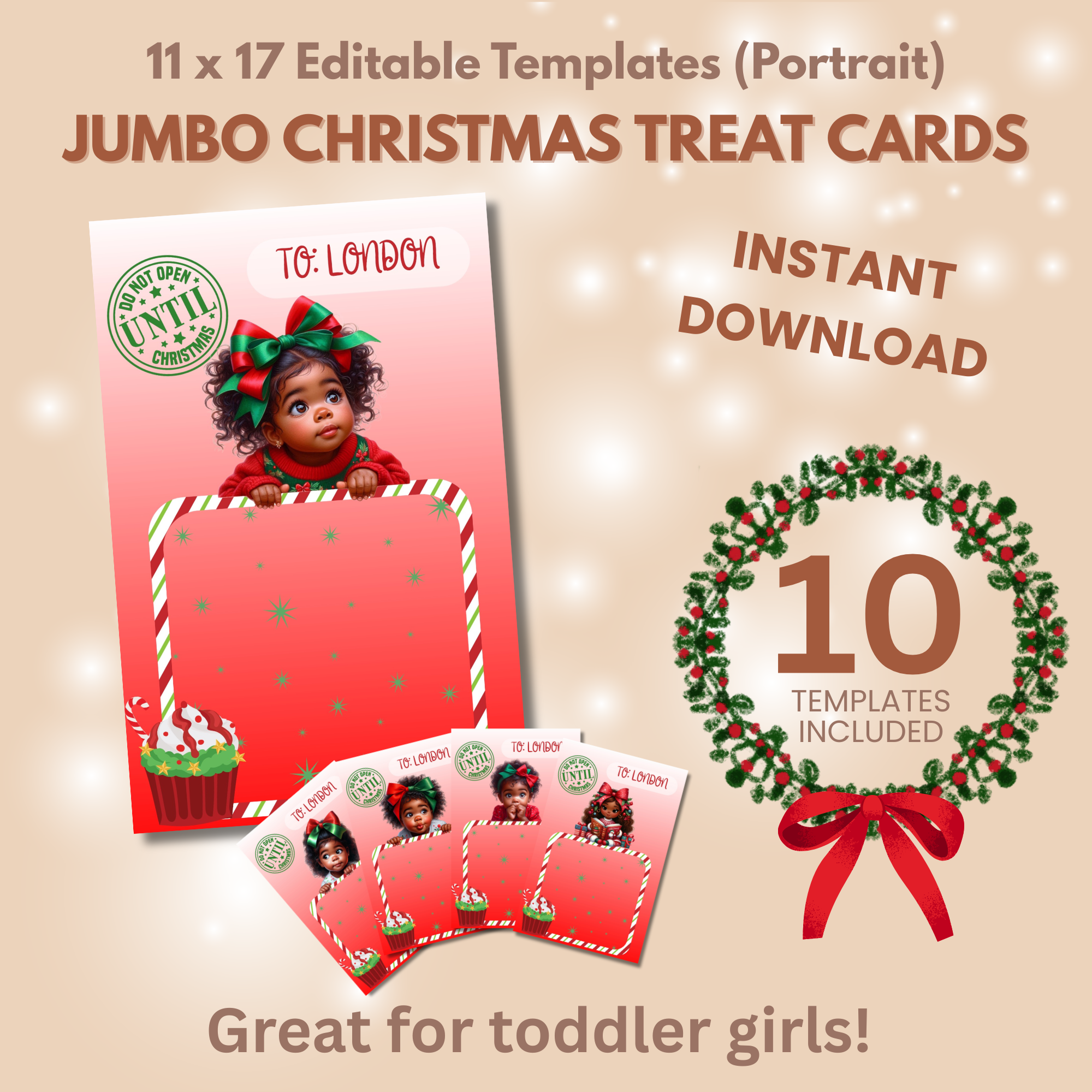 Toddler Girl Christmas Jumbo Treat Card