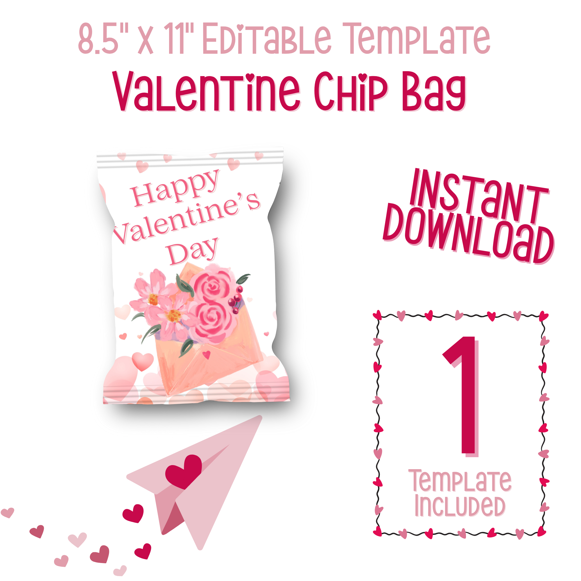 Pink Flowers in an Envelope Chip Bag