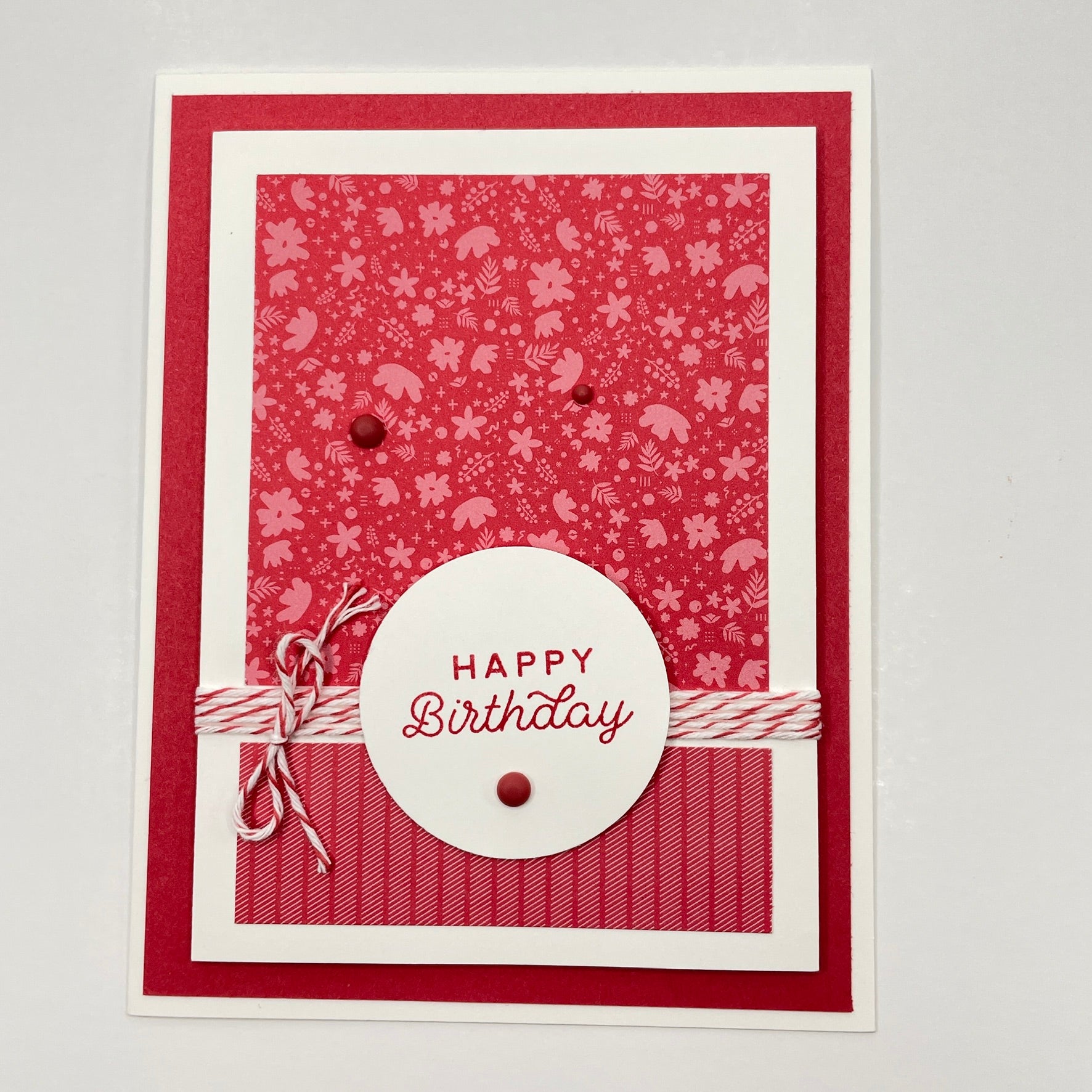 A Stylish Floral Touch - Red Floral Happy Birthday Card