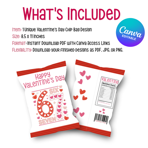 6|7 Red Hearts Chip Bag