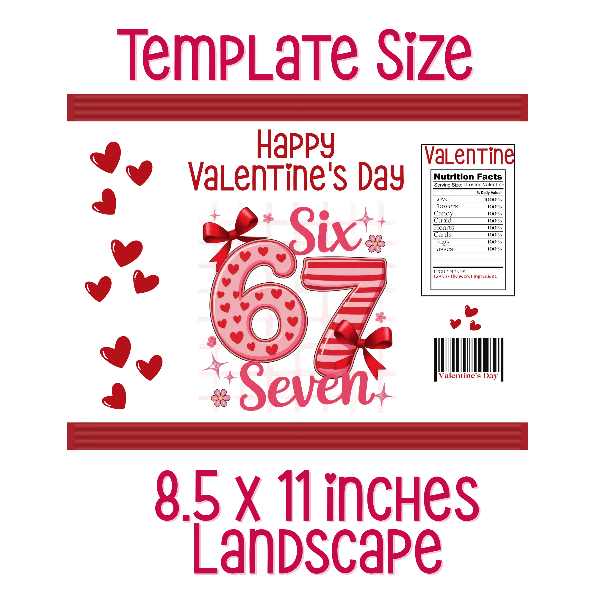 6|7 Red Hearts and Stripes Chip Bag