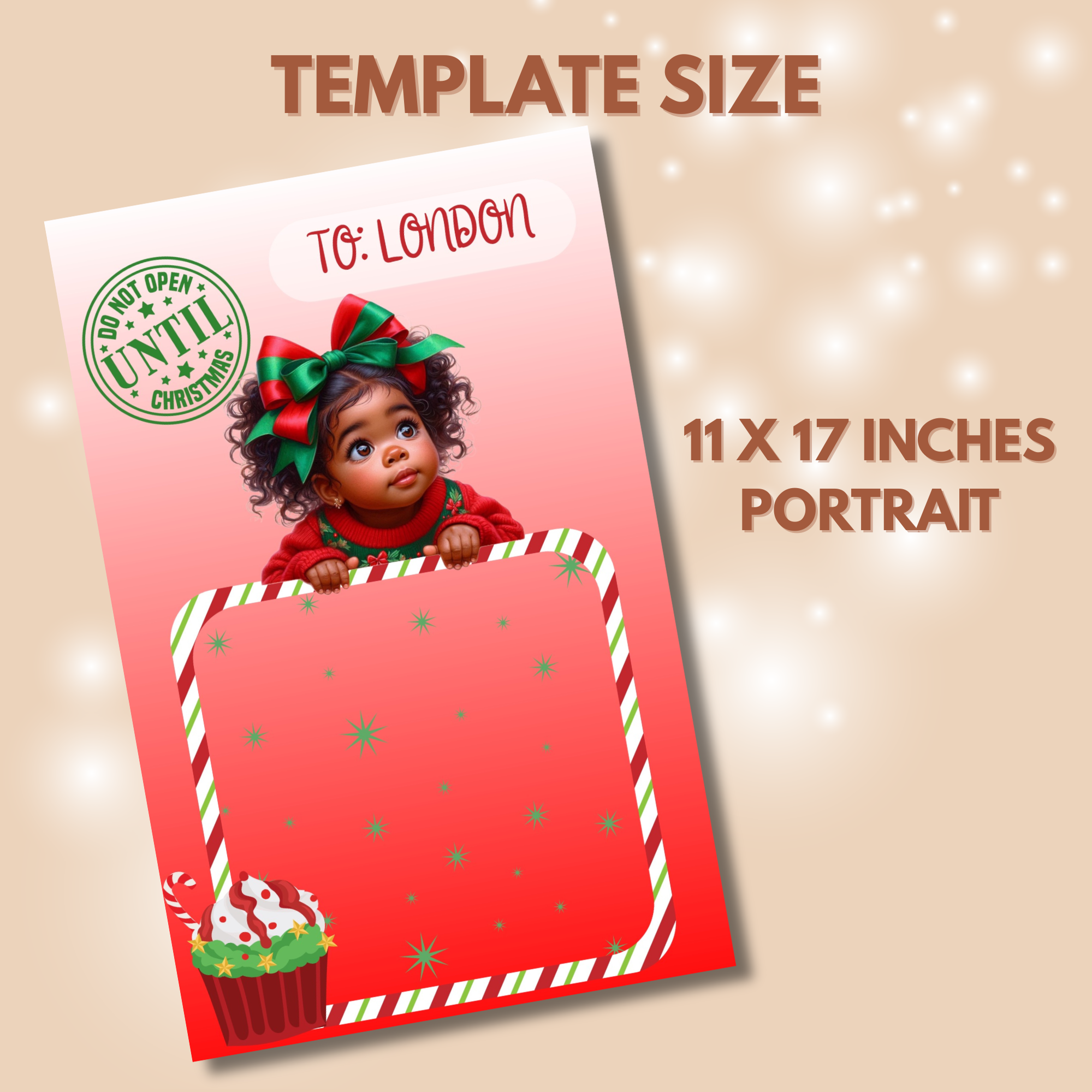 Toddler Girl Christmas Jumbo Treat Card