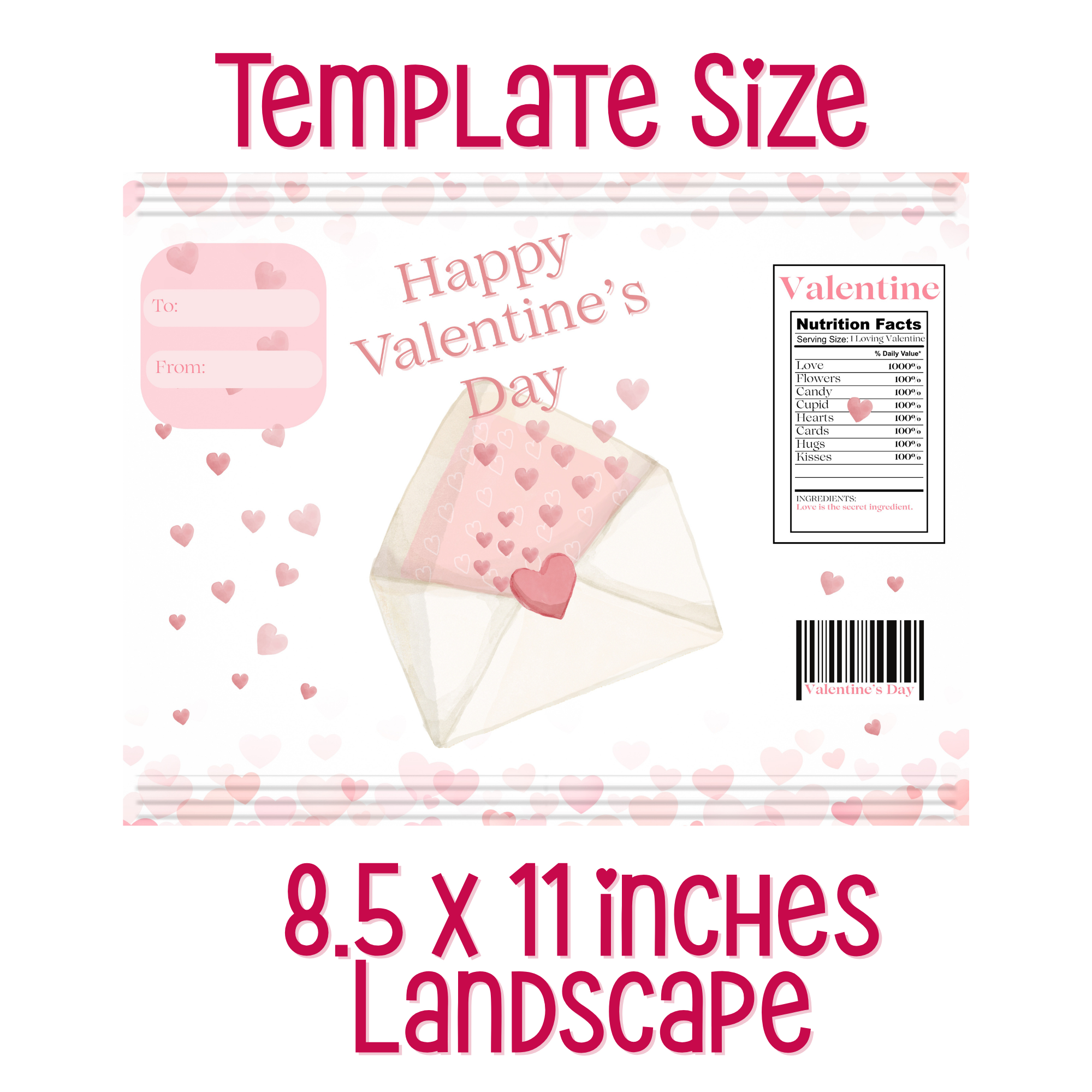 Pink Hearts in an Envelope Chip Bag