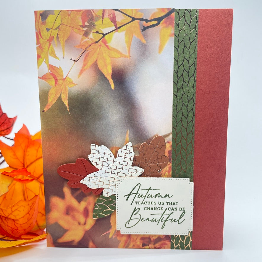 A Reflection of Autumn’s Beauty - Fall Leaves on a Foggy Morning Card