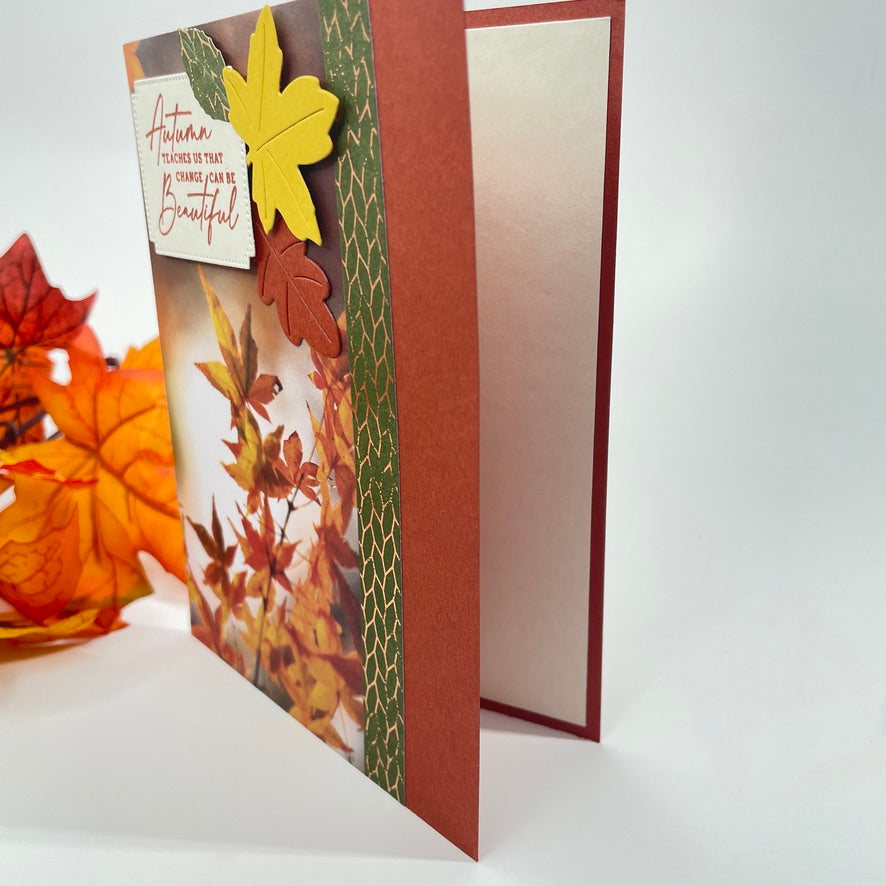 A Reflection of Autumn’s Beauty - Fall Leaves on a Foggy Morning Card