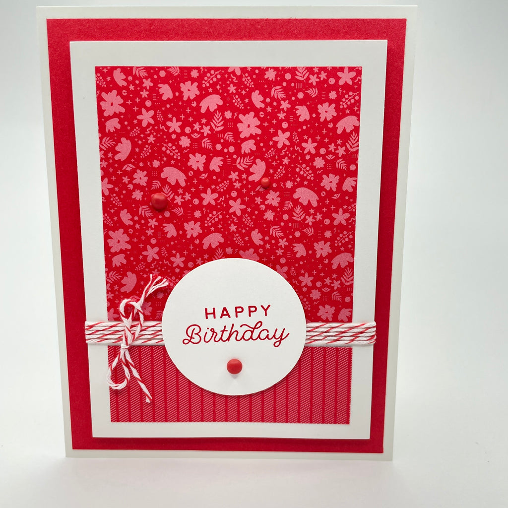 A Stylish Floral Touch - Red Floral Happy Birthday Card