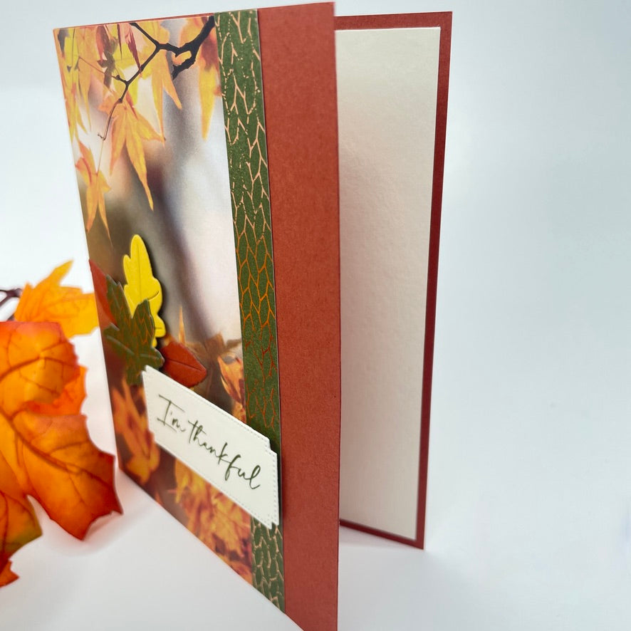 A Reflection of Autumn’s Beauty - Fall Leaves on a Foggy Morning Card