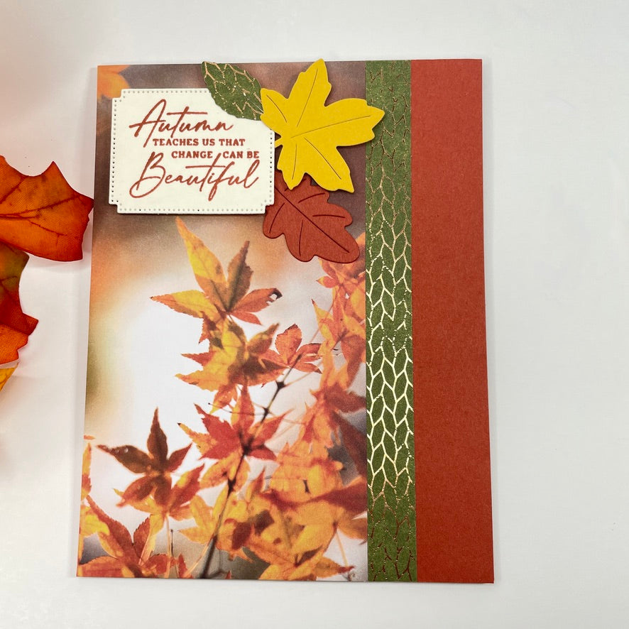 A Reflection of Autumn’s Beauty - Fall Leaves on a Foggy Morning Card