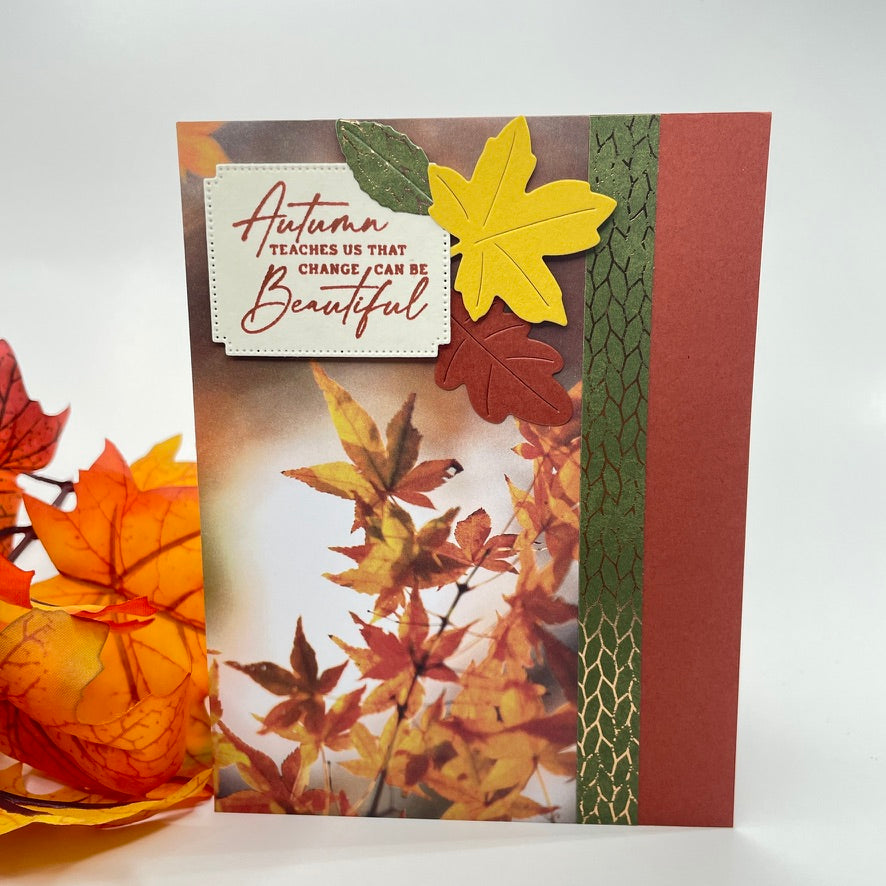 A Reflection of Autumn’s Beauty - Fall Leaves on a Foggy Morning Card