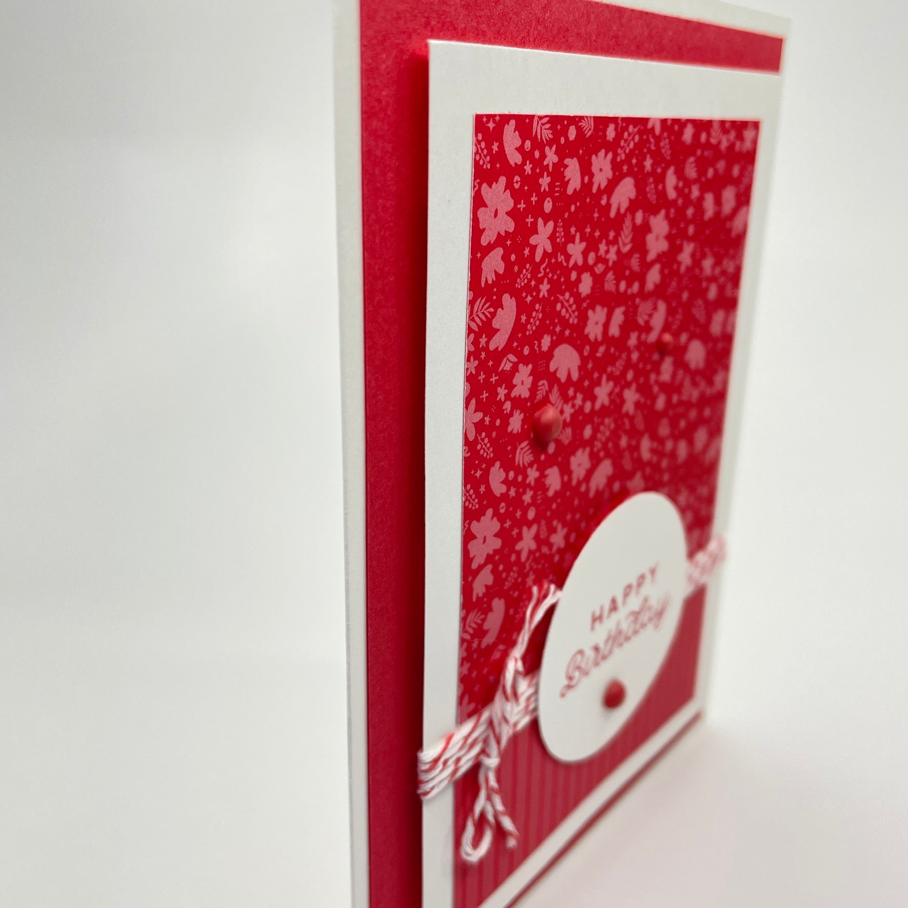 A Stylish Floral Touch - Red Floral Happy Birthday Card