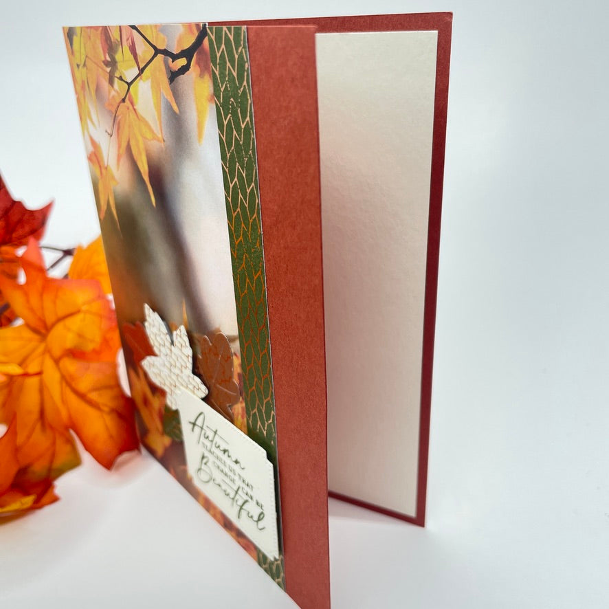 A Reflection of Autumn’s Beauty - Fall Leaves on a Foggy Morning Card