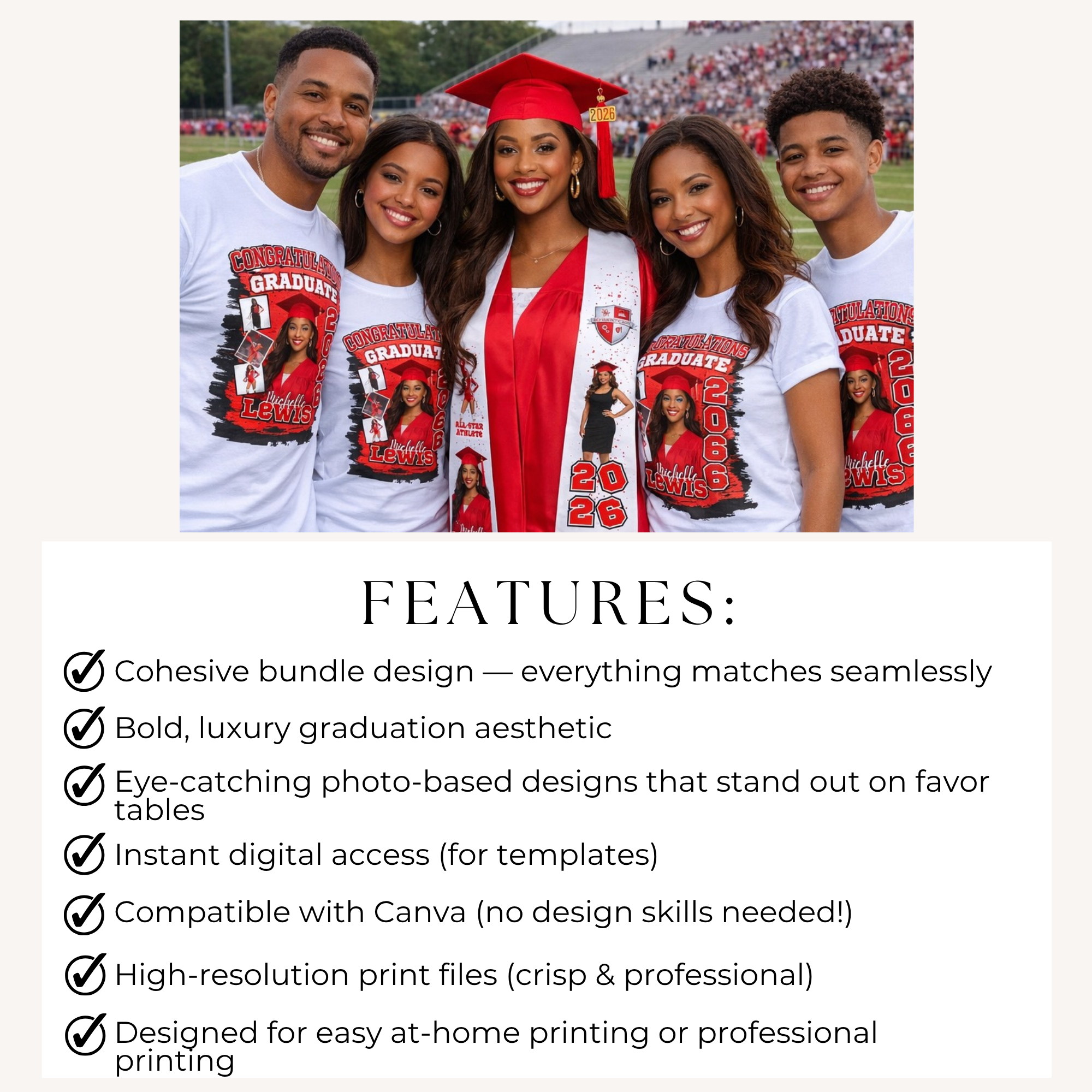Luxury Graduation Memorabilia Template Bundle | Class of 2026 |Digital Download
