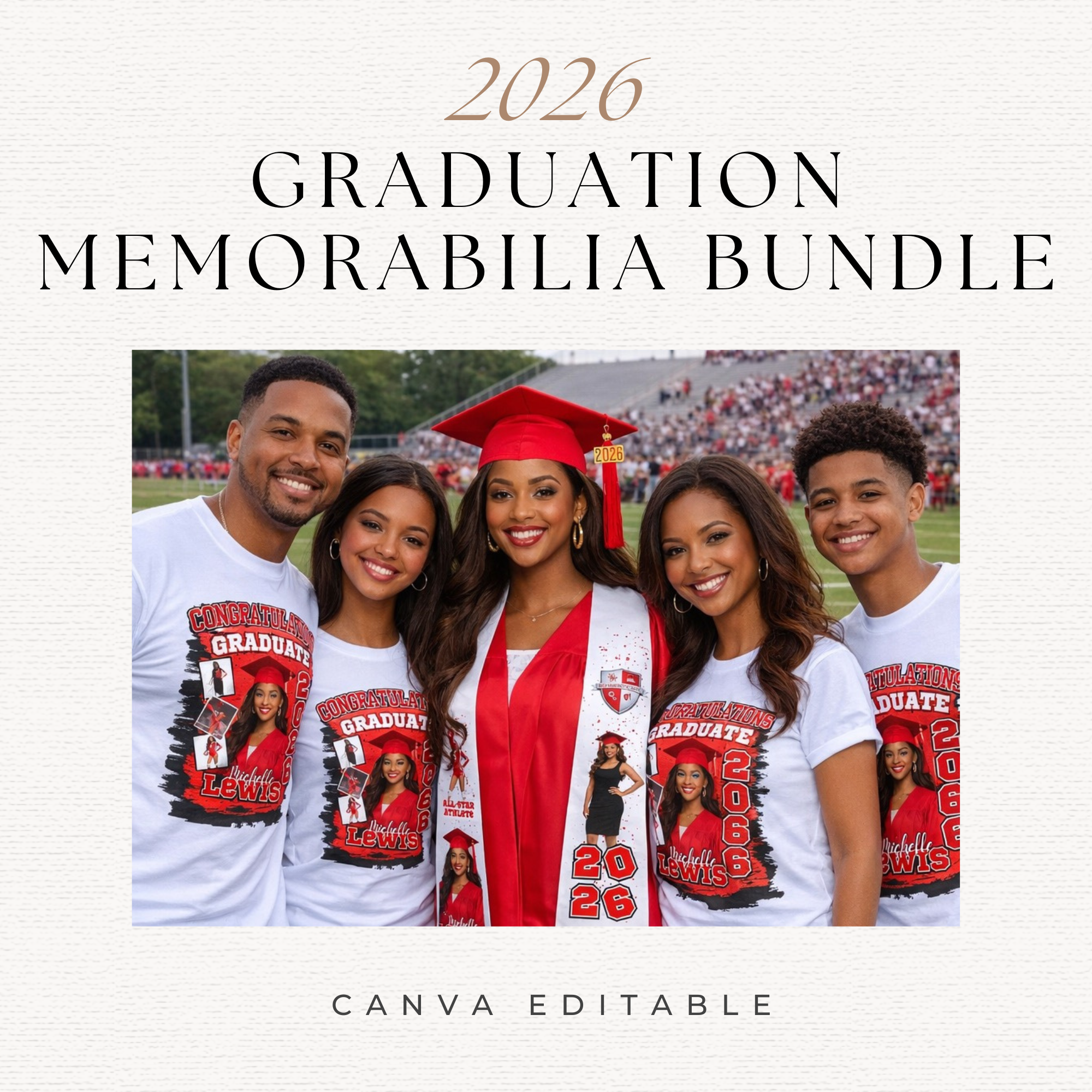 Luxury Graduation Memorabilia Template Bundle | Class of 2026 |Digital Download