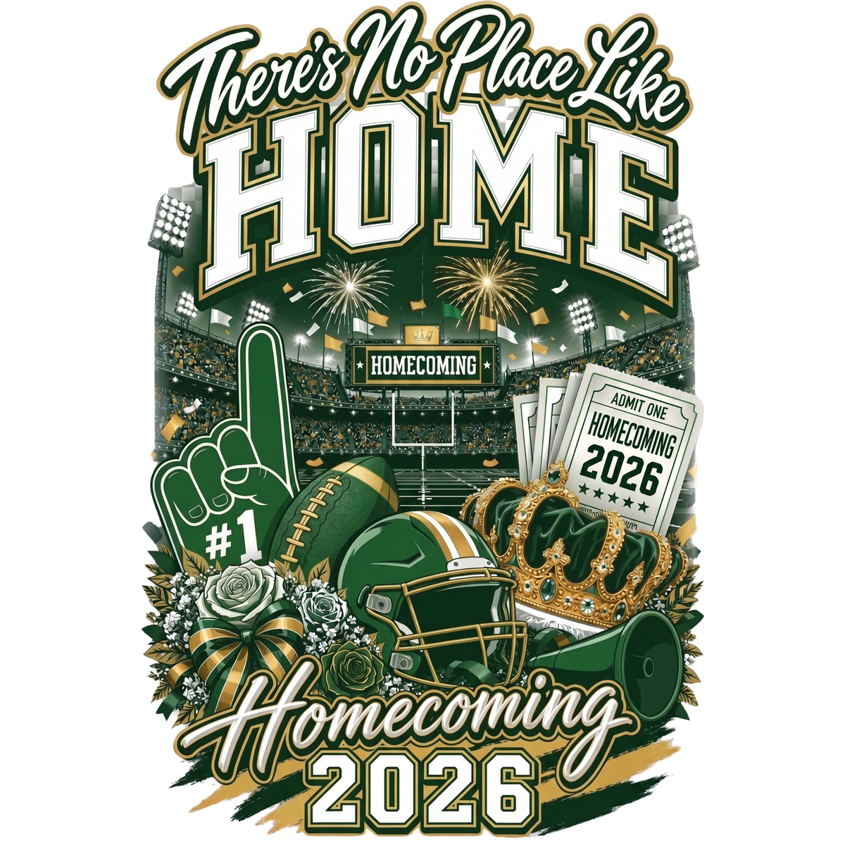 There's No Place Like Home Homecoming 2026 T-Shirt – Green & Gold
