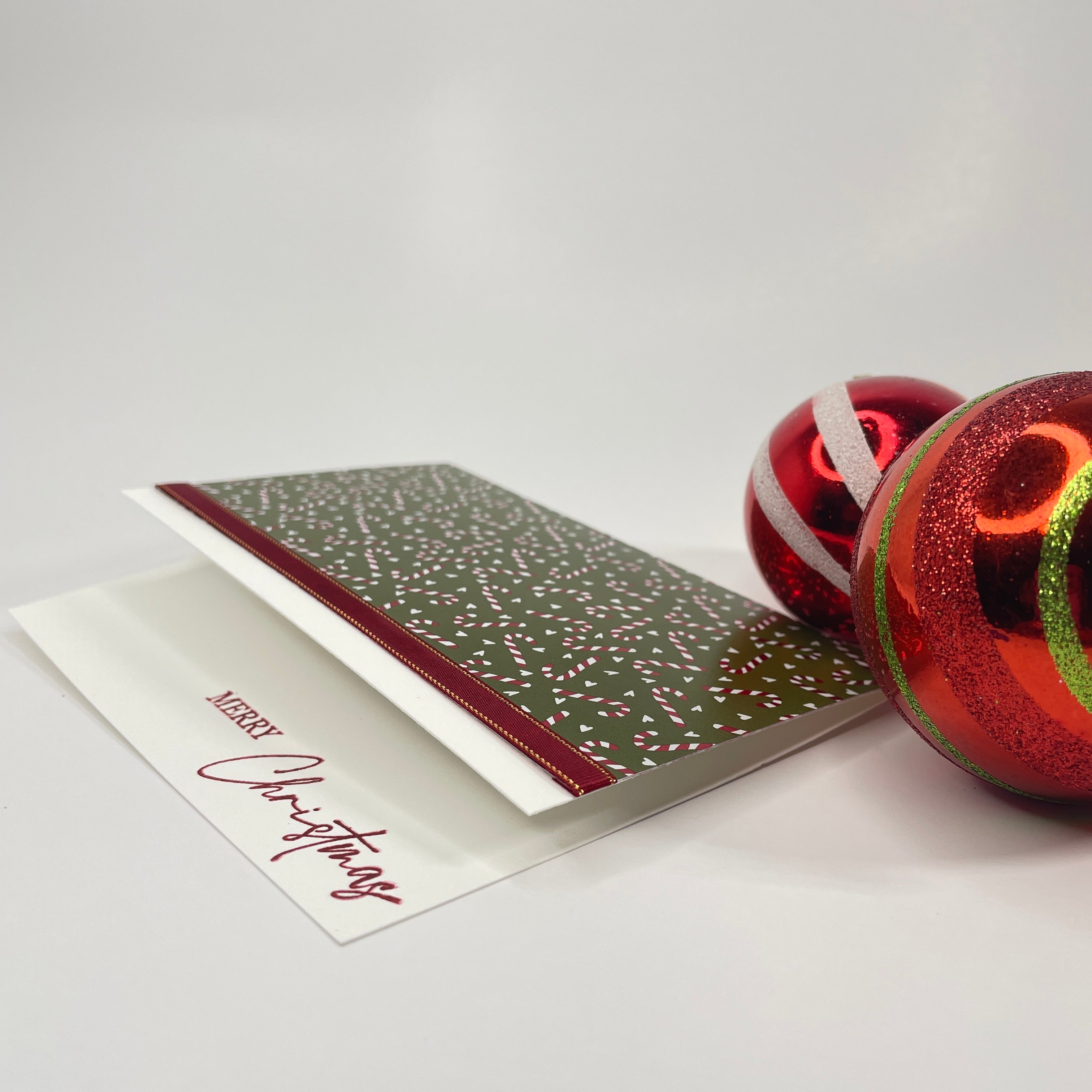 A Festive Holiday Touch - Candy Canes Christmas Card