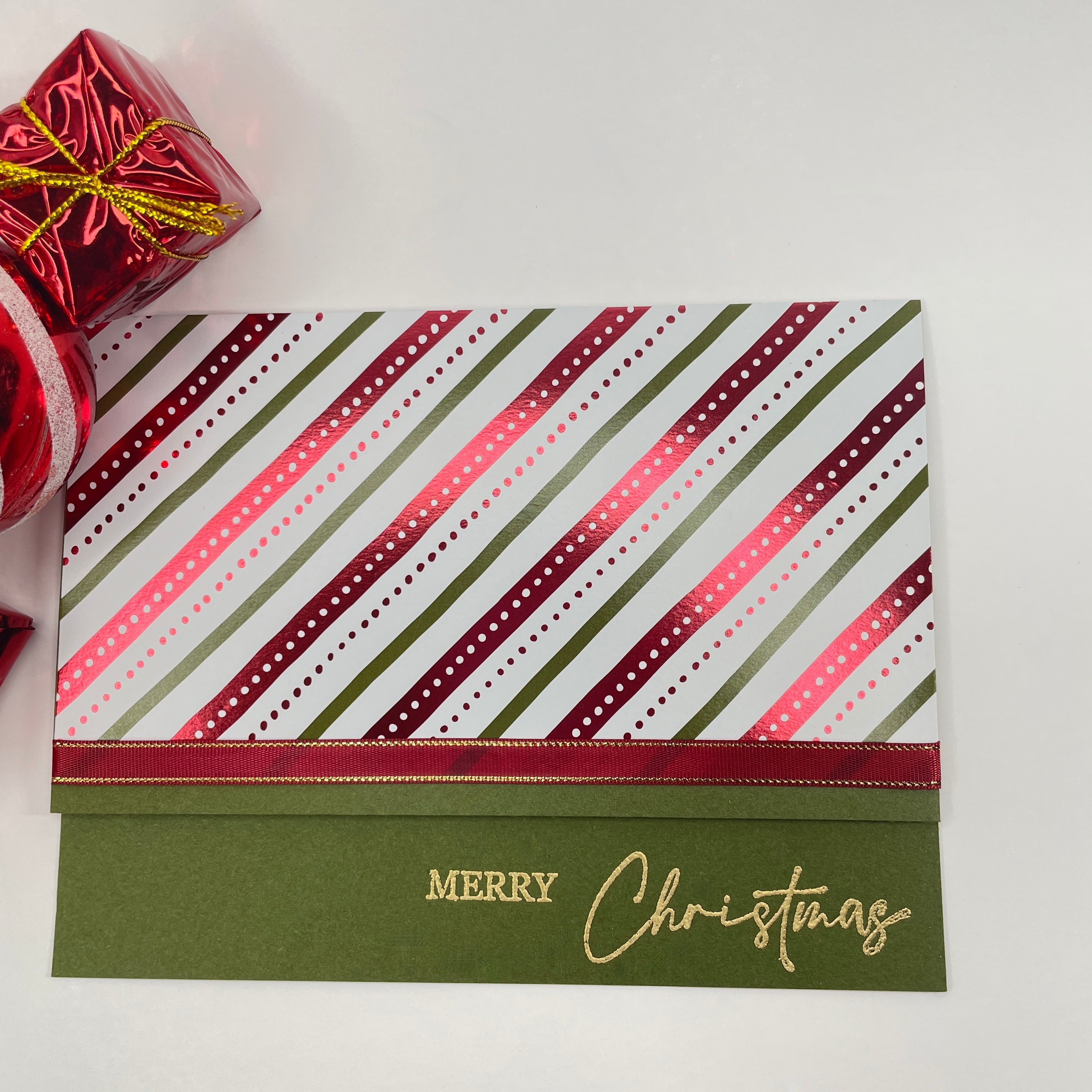 A Festive Striped Delight - Christmas Striped Christmas Card