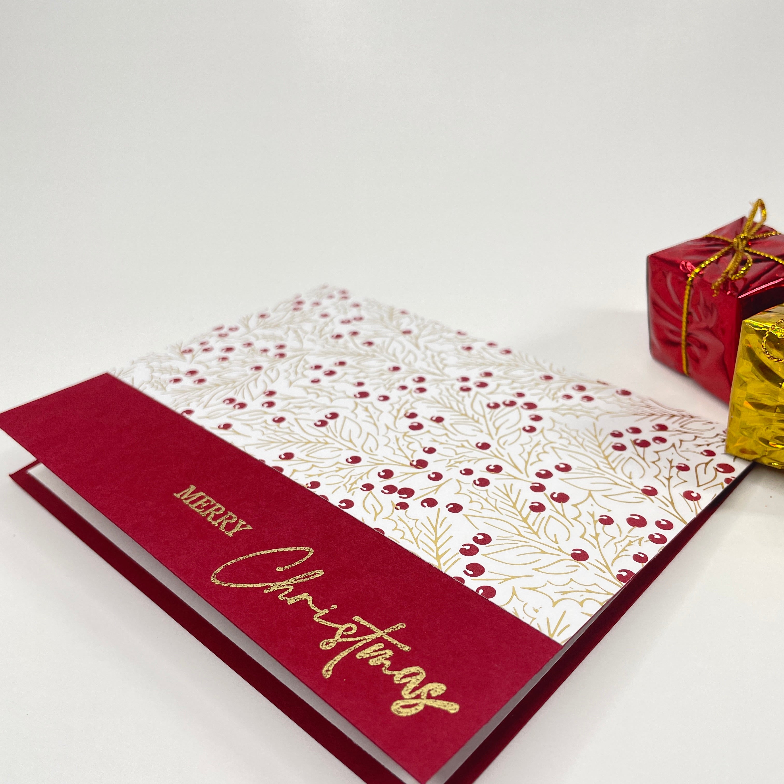 A Festive Holiday Delight - Holly Leaves with Berries Christmas Card