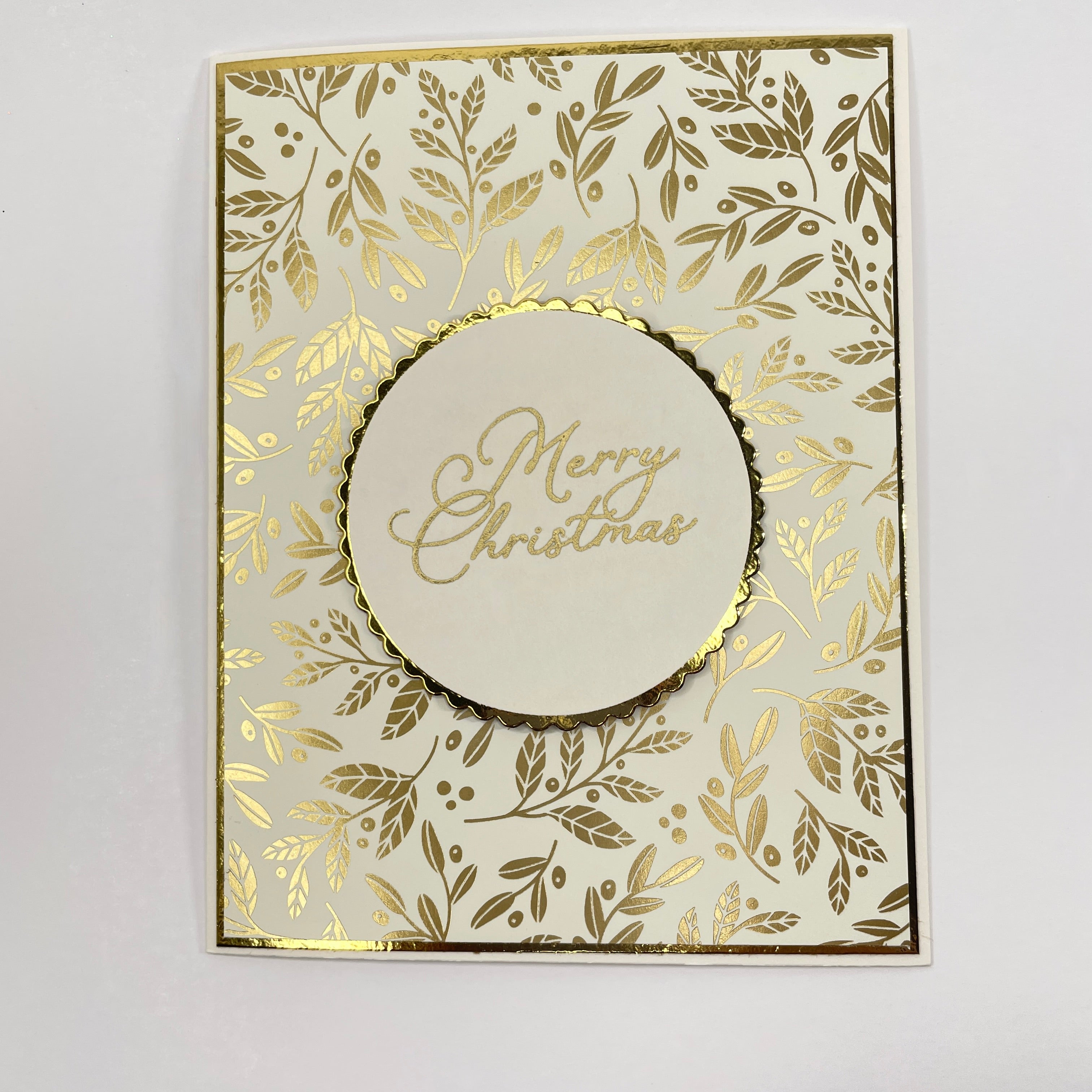 A Touch of Holiday Elegance - Gold-Foiled Holly Leaves  Christmas Card