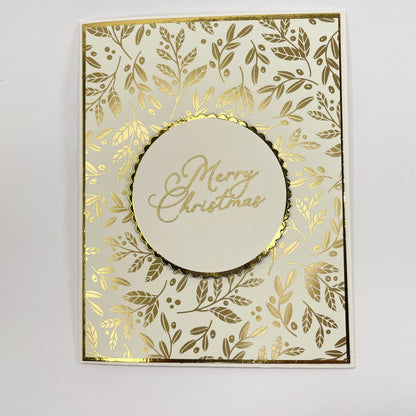 A Touch of Holiday Elegance - Gold-Foiled Holly Leaves  Christmas Card