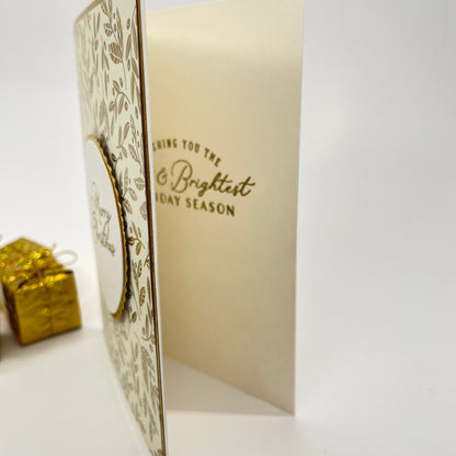 A Touch of Holiday Elegance - Gold-Foiled Holly Leaves  Christmas Card