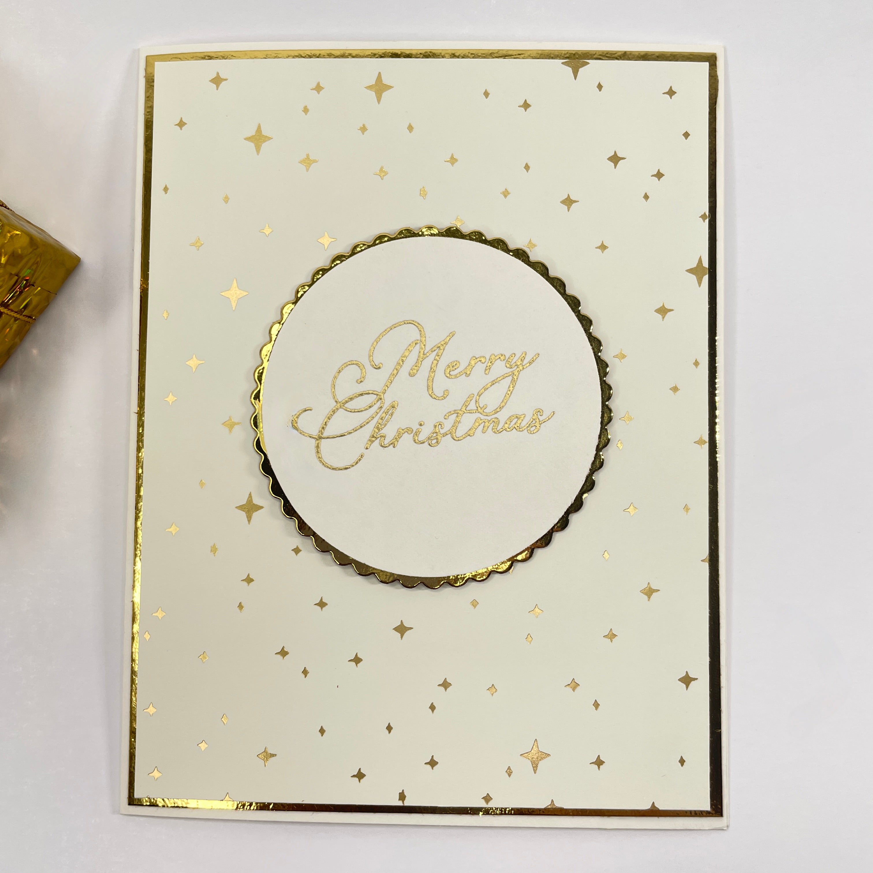 A Starry Holiday Elegance - Gold-Foiled Stars  Christmas Card