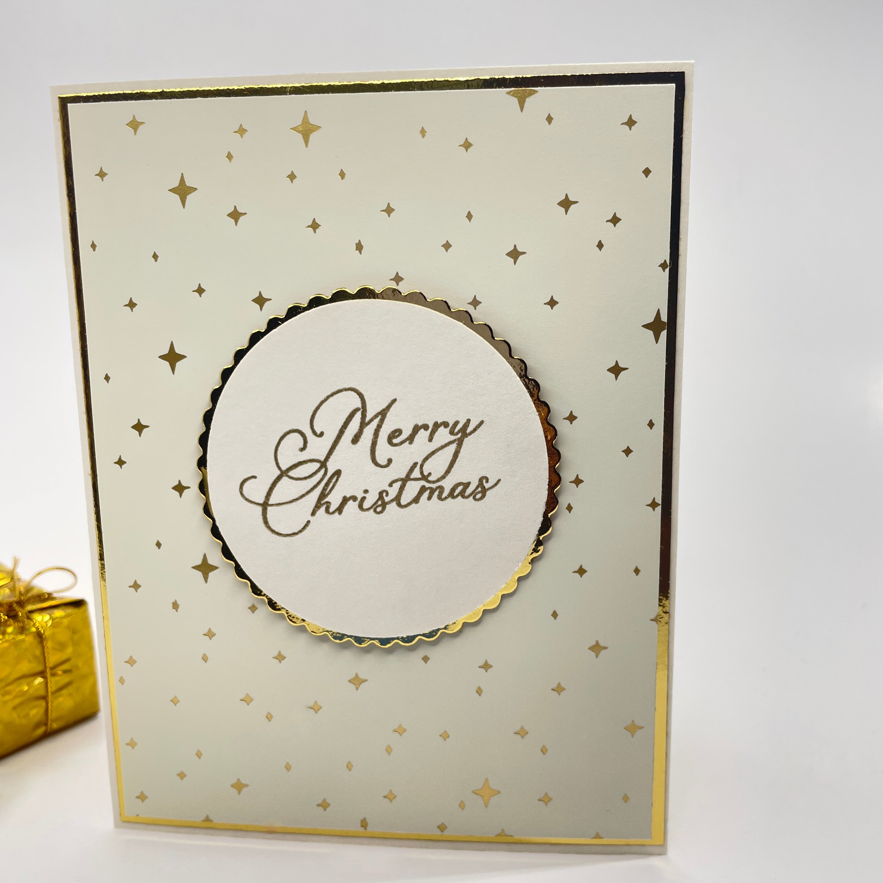 A Starry Holiday Elegance - Gold-Foiled Stars  Christmas Card