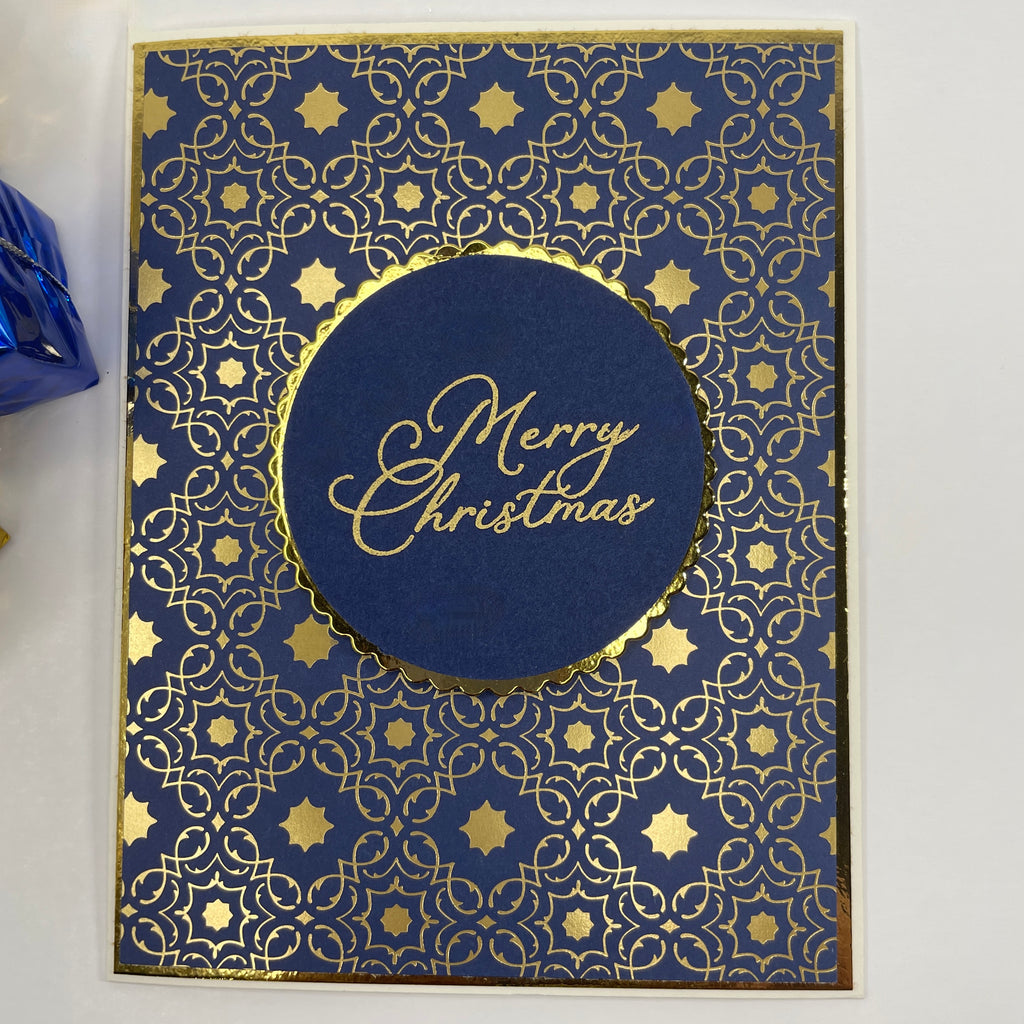 A Luxurious Holiday Greeting - Gold-Foiled Patterned  Christmas Card
