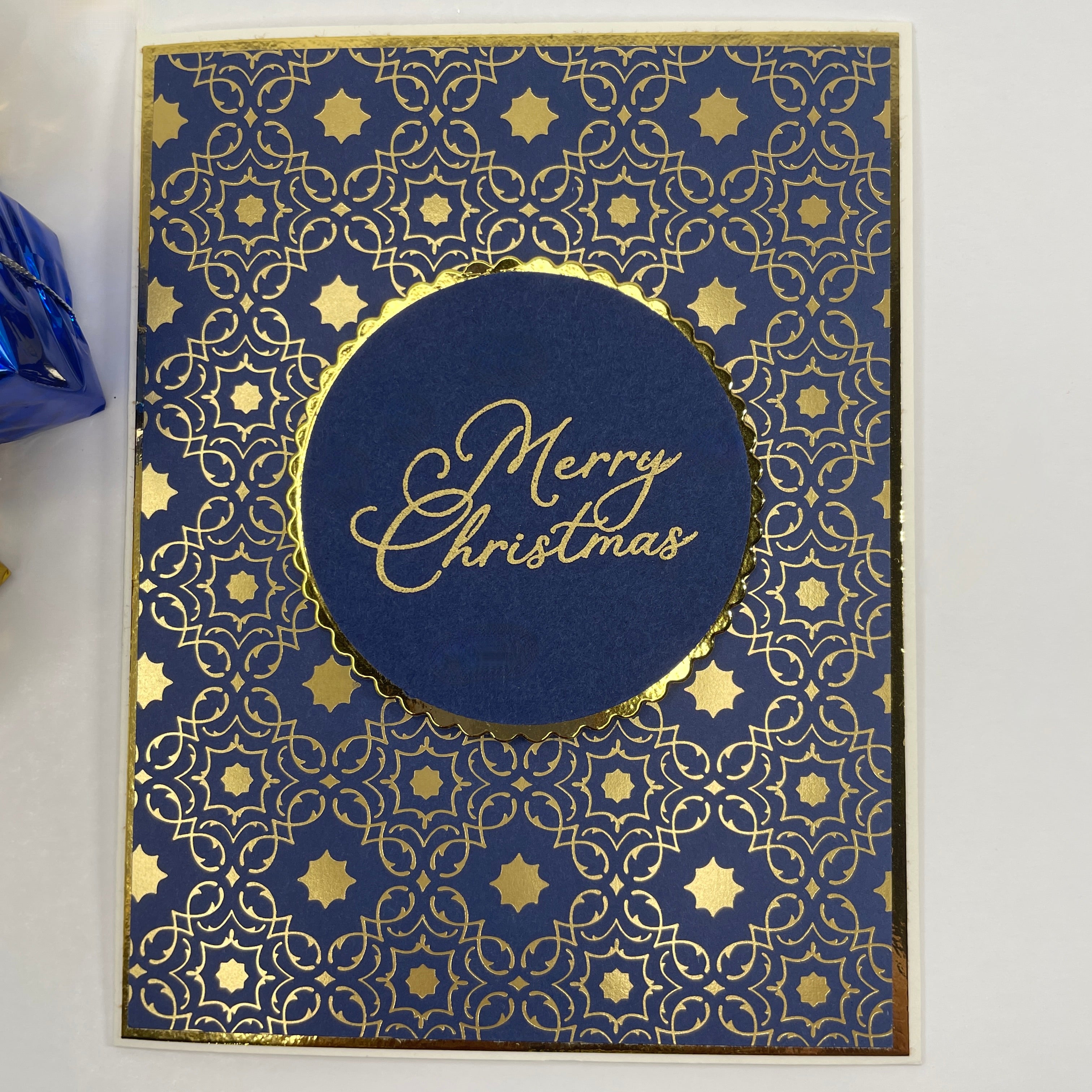 A Luxurious Holiday Greeting - Gold-Foiled Patterned  Christmas Card