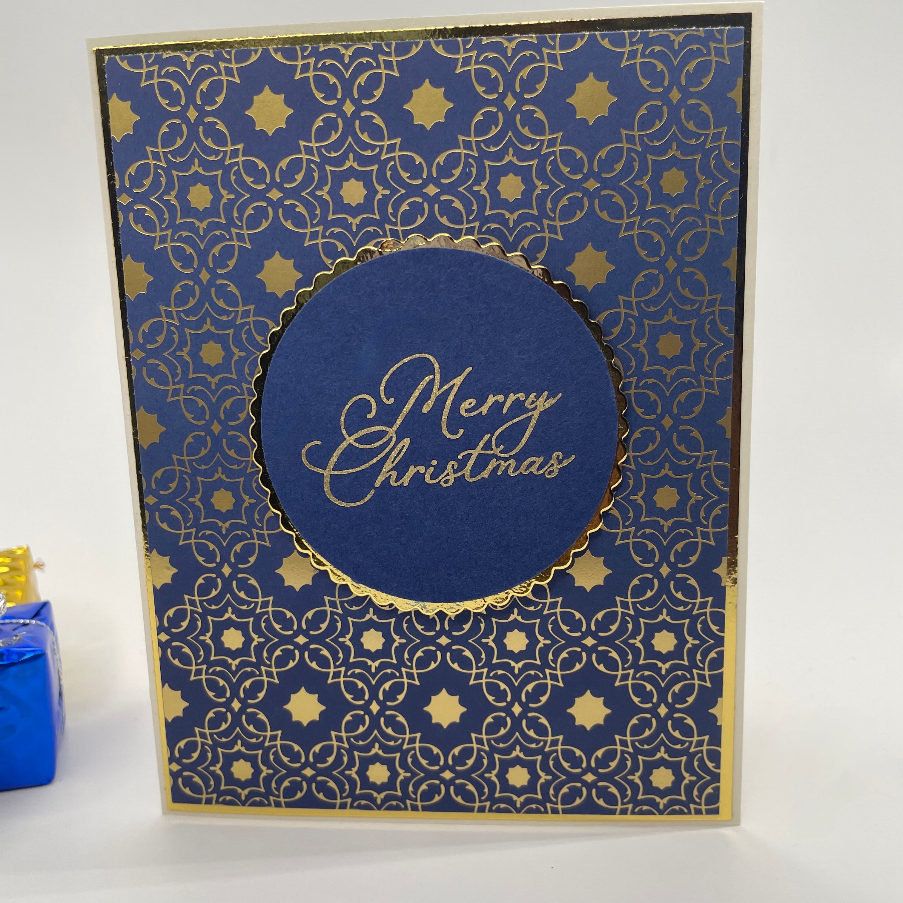 A Luxurious Holiday Greeting - Gold-Foiled Patterned  Christmas Card