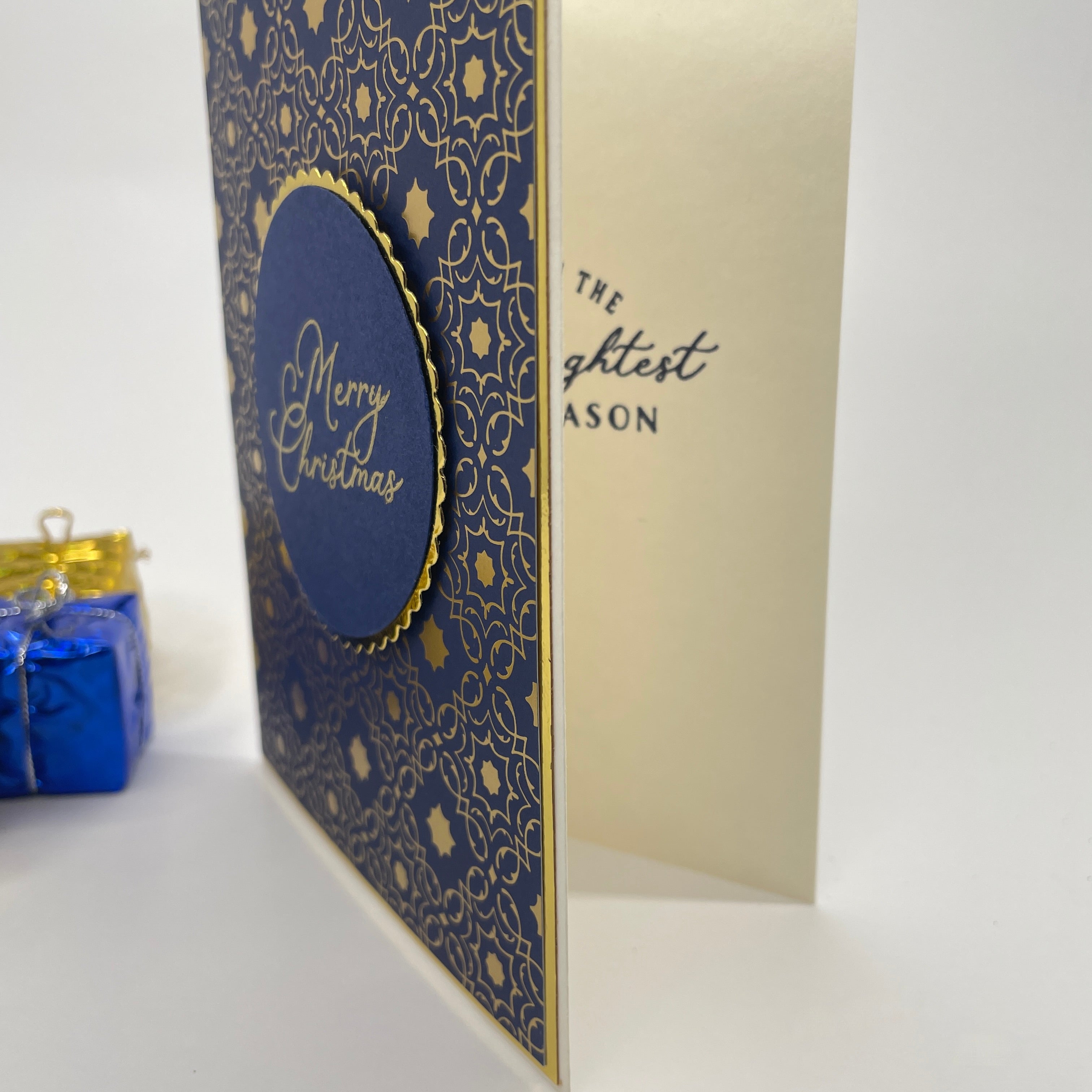 A Luxurious Holiday Greeting - Gold-Foiled Patterned  Christmas Card