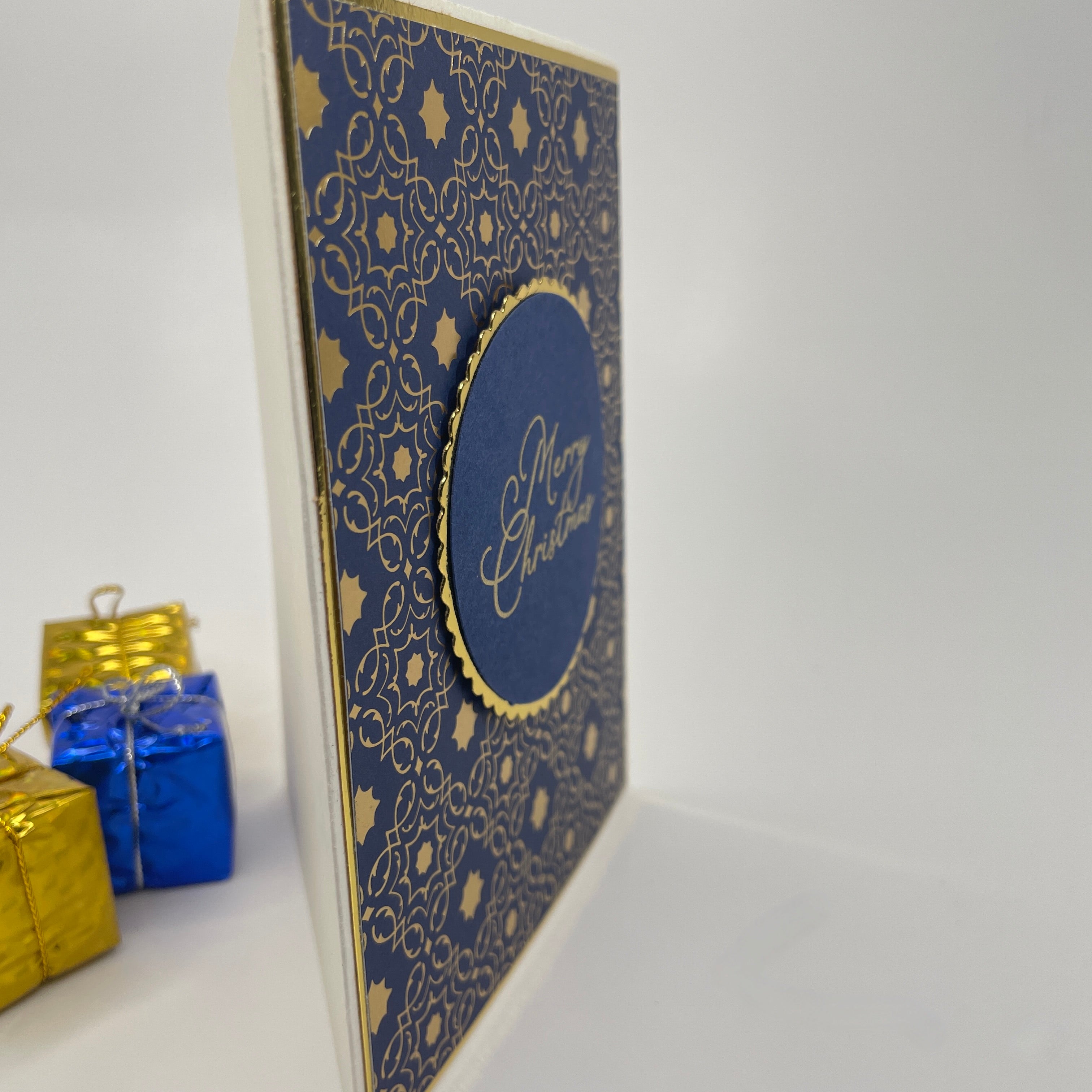 A Luxurious Holiday Greeting - Gold-Foiled Patterned  Christmas Card