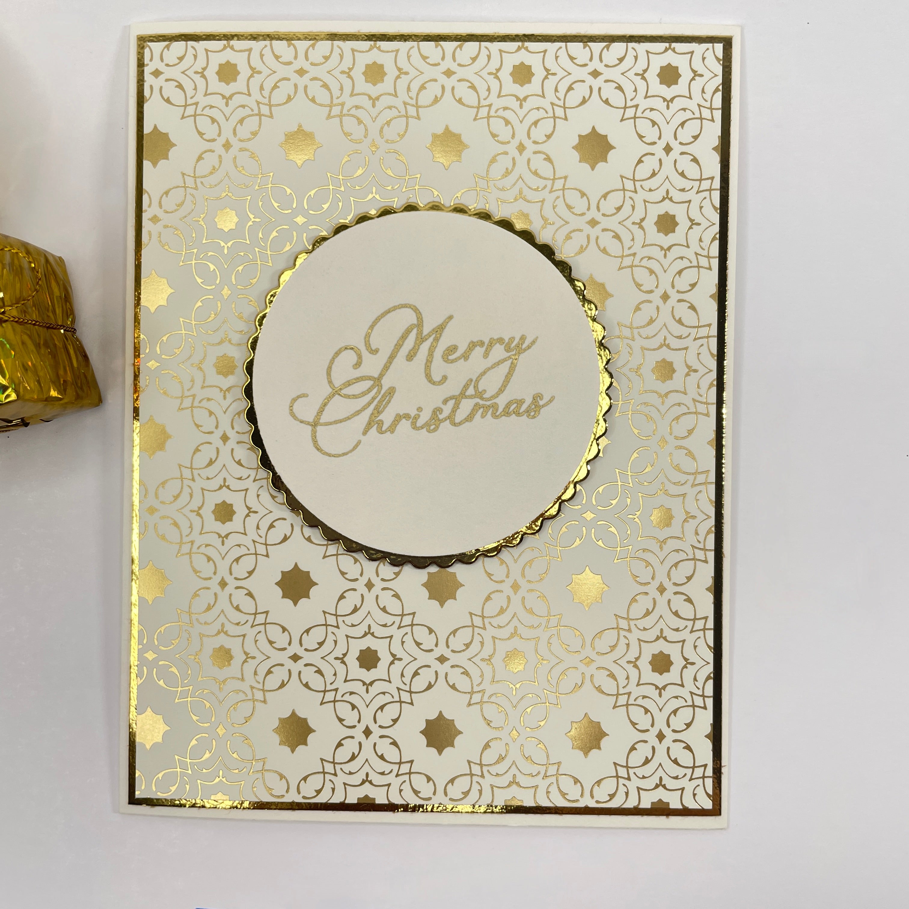 A Luxurious Holiday Greeting - Gold-Foiled Patterned  Christmas Card