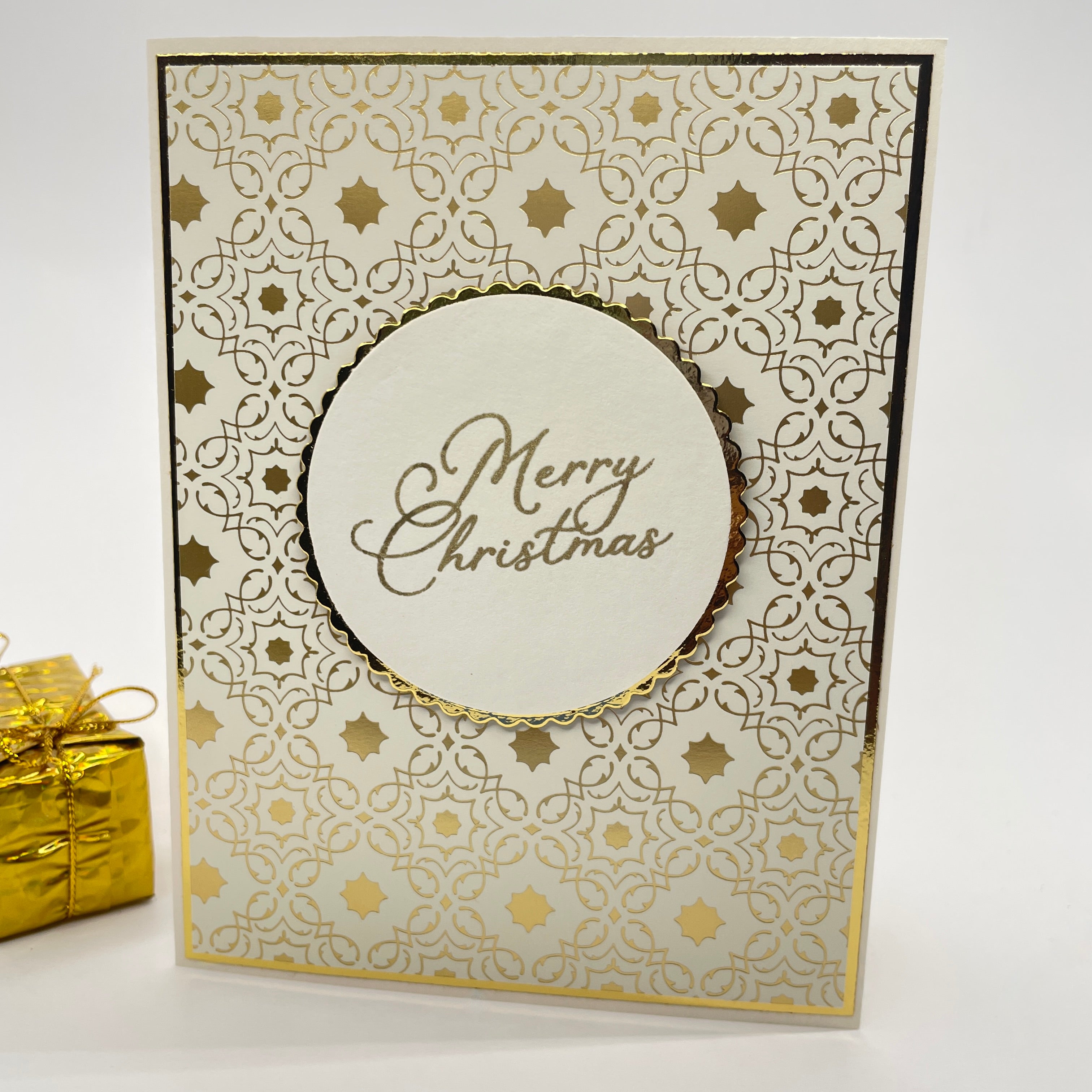 A Luxurious Holiday Greeting - Gold-Foiled Patterned  Christmas Card
