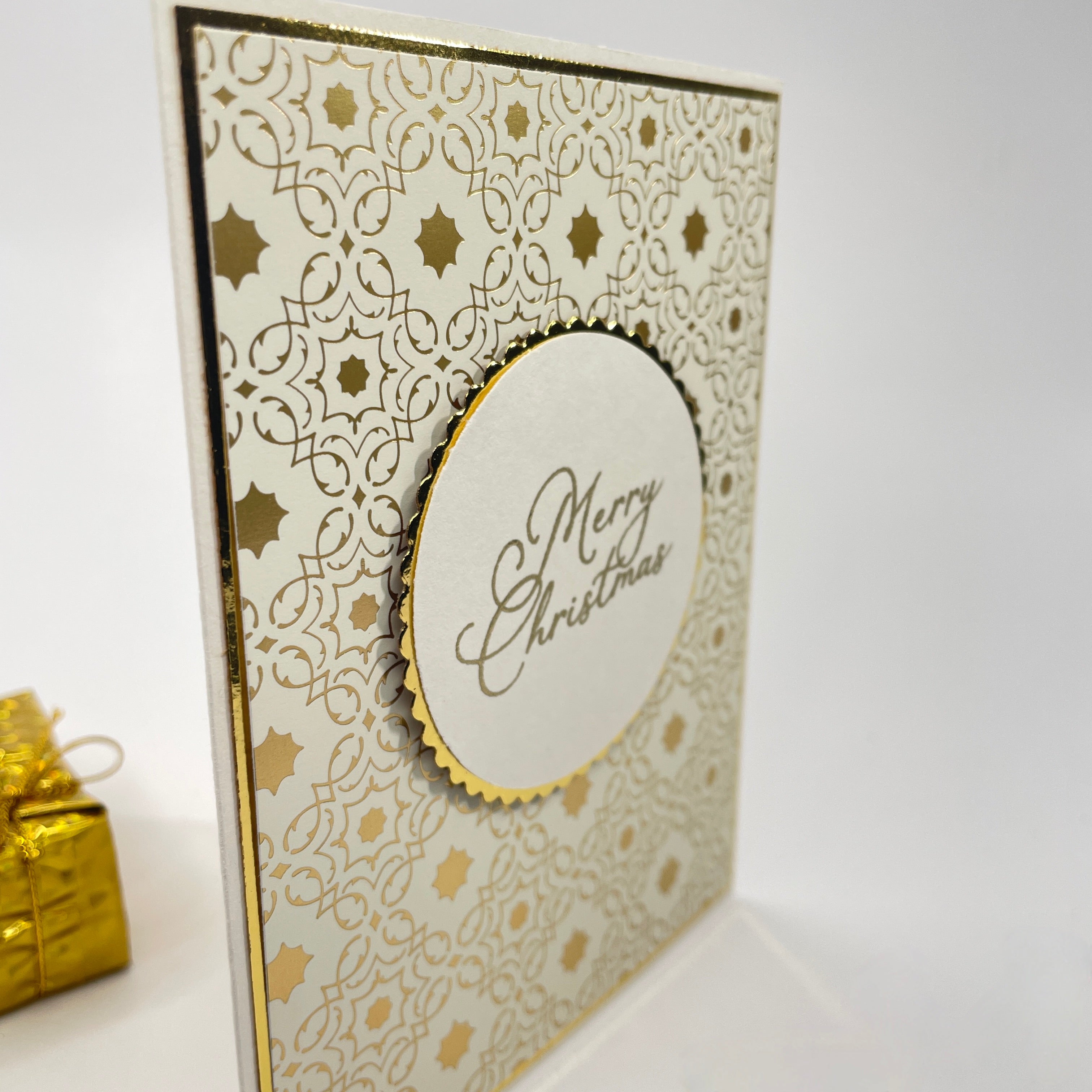 A Luxurious Holiday Greeting - Gold-Foiled Patterned  Christmas Card