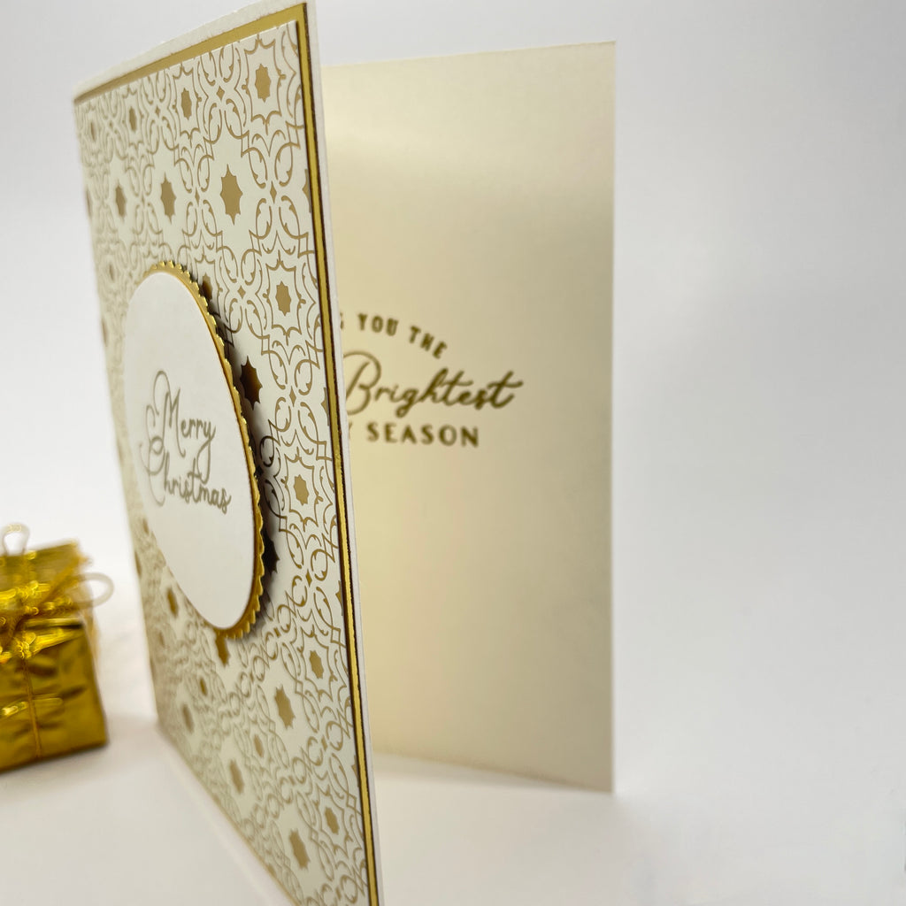 A Luxurious Holiday Greeting - Gold-Foiled Patterned  Christmas Card