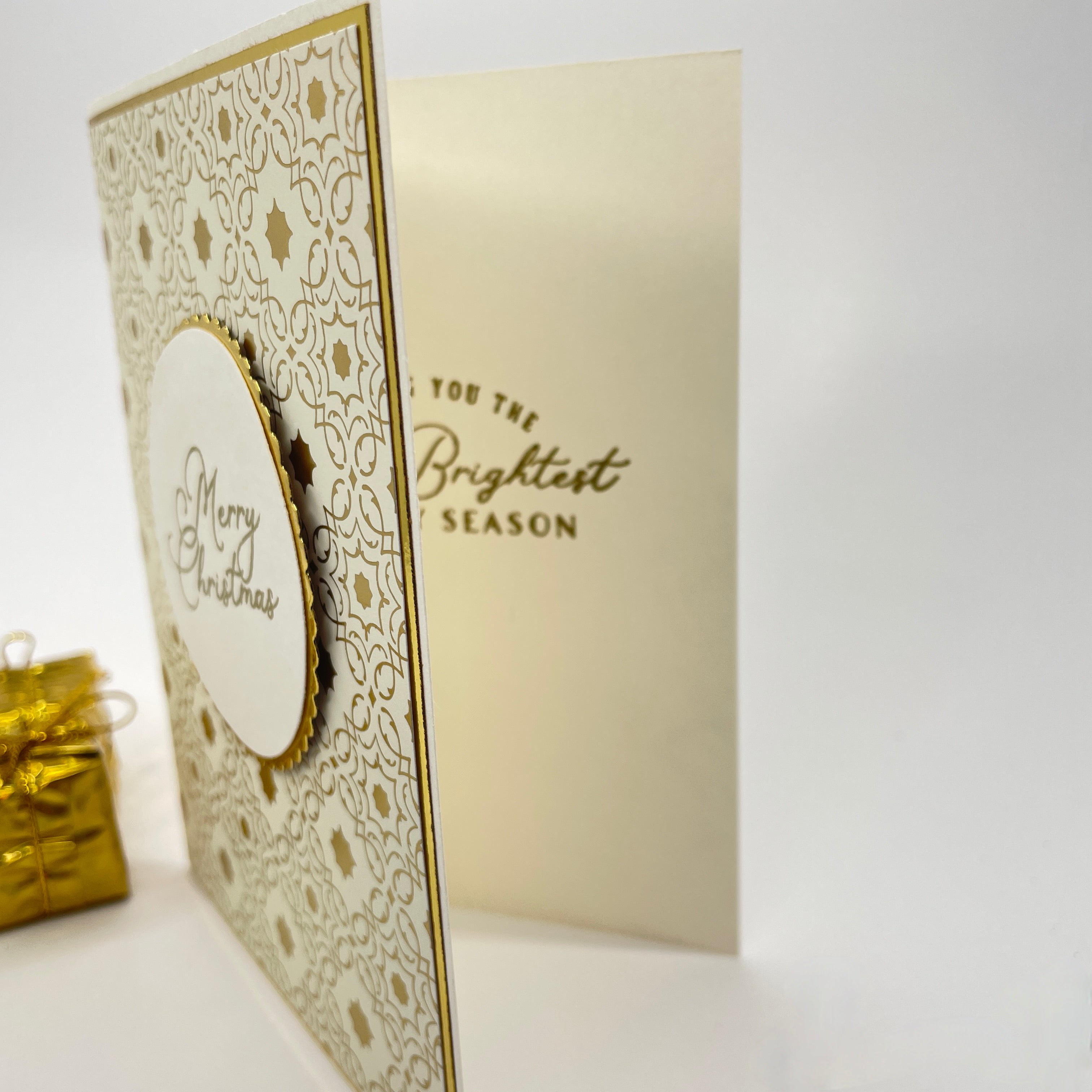 A Luxurious Holiday Greeting - Gold-Foiled Patterned  Christmas Card