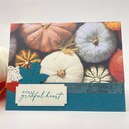 A Luxurious Celebration of Autumn’s Beauty - Pumpkins and Fall Leaves Card